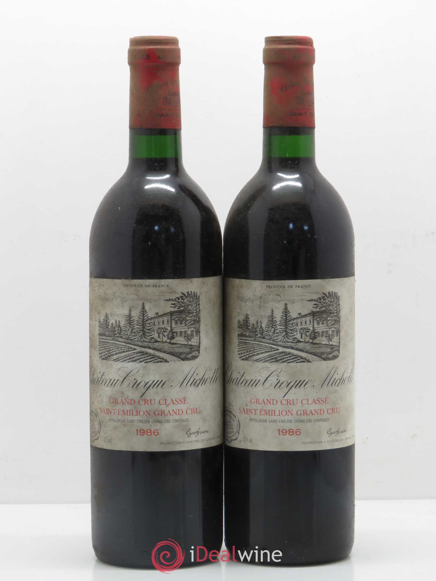 Château Croque Michotte 1986 - Lot de 2 bouteilles - 0