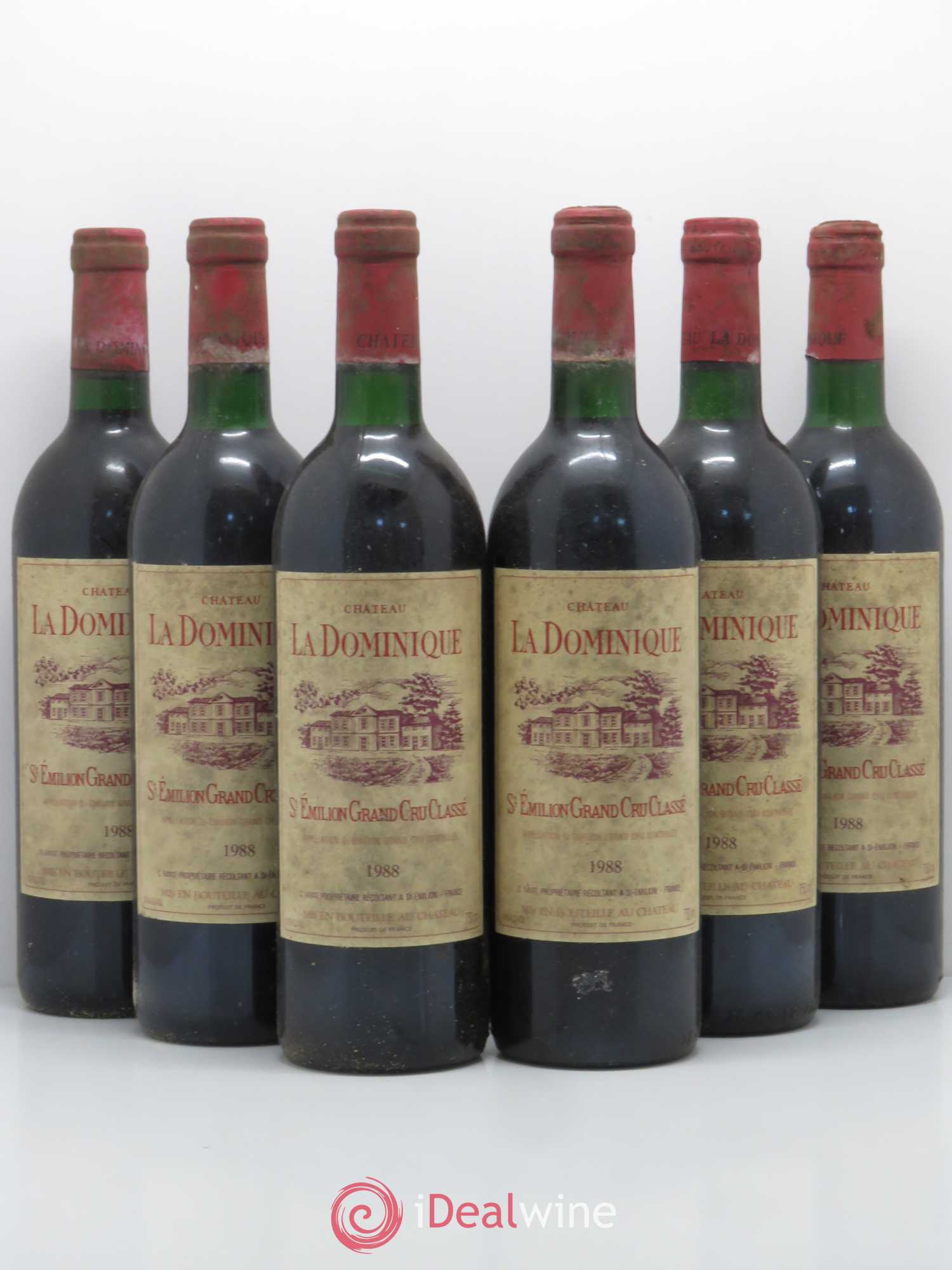 Château la Dominique Grand Cru Classé 1988 - Lot de 6 bouteilles - 0