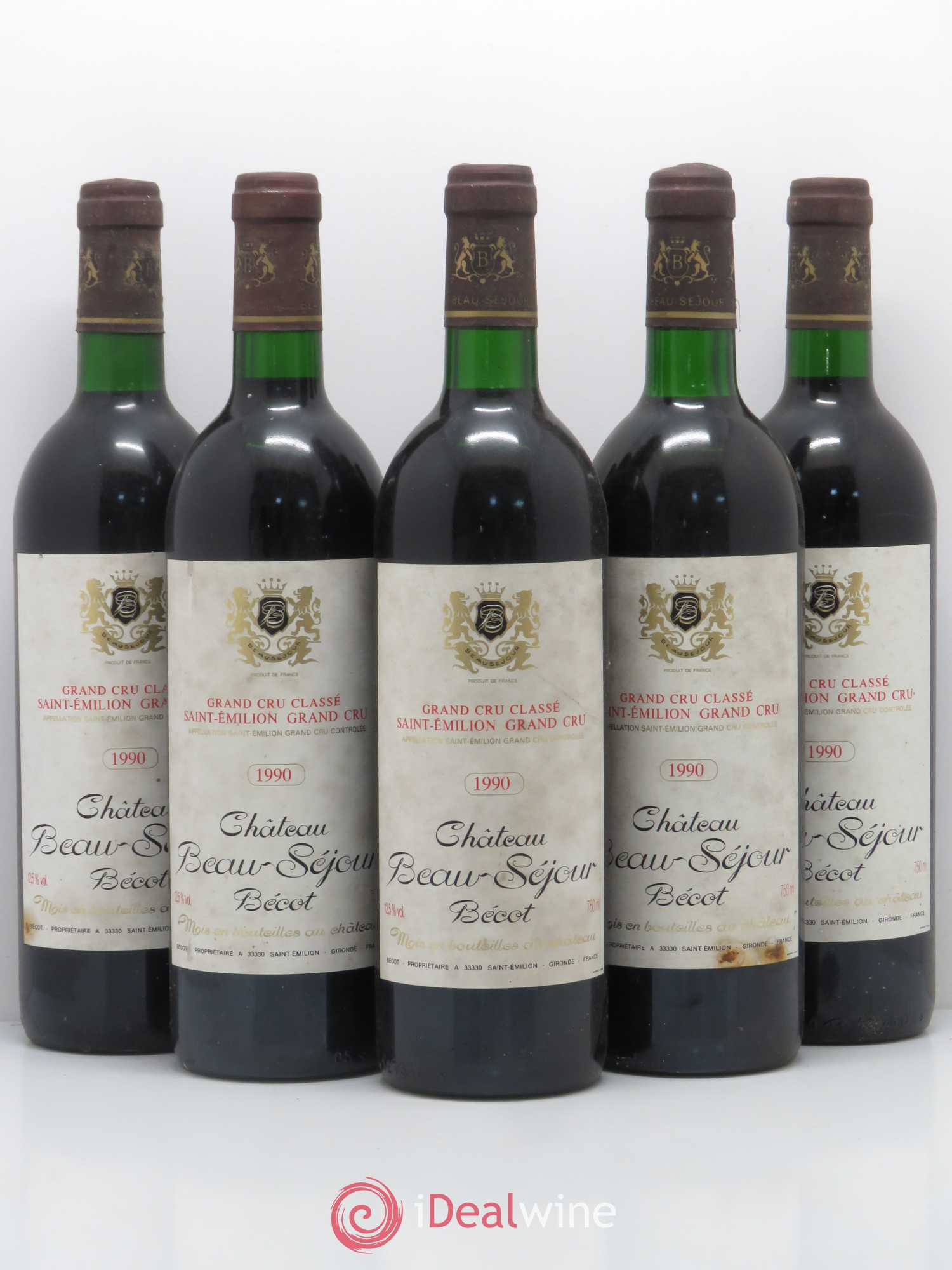 Château Beau-Séjour Bécot 1er Grand Cru Classé B 1990 - Lot de 5 bouteilles - 0