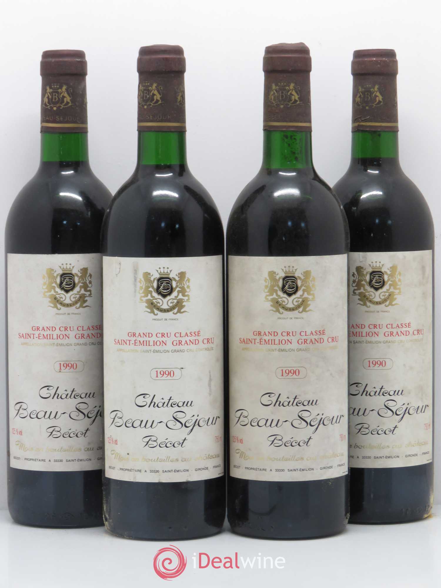 Château Beau-Séjour Bécot 1er Grand Cru Classé B 1990 - Lot de 4 bouteilles - 0