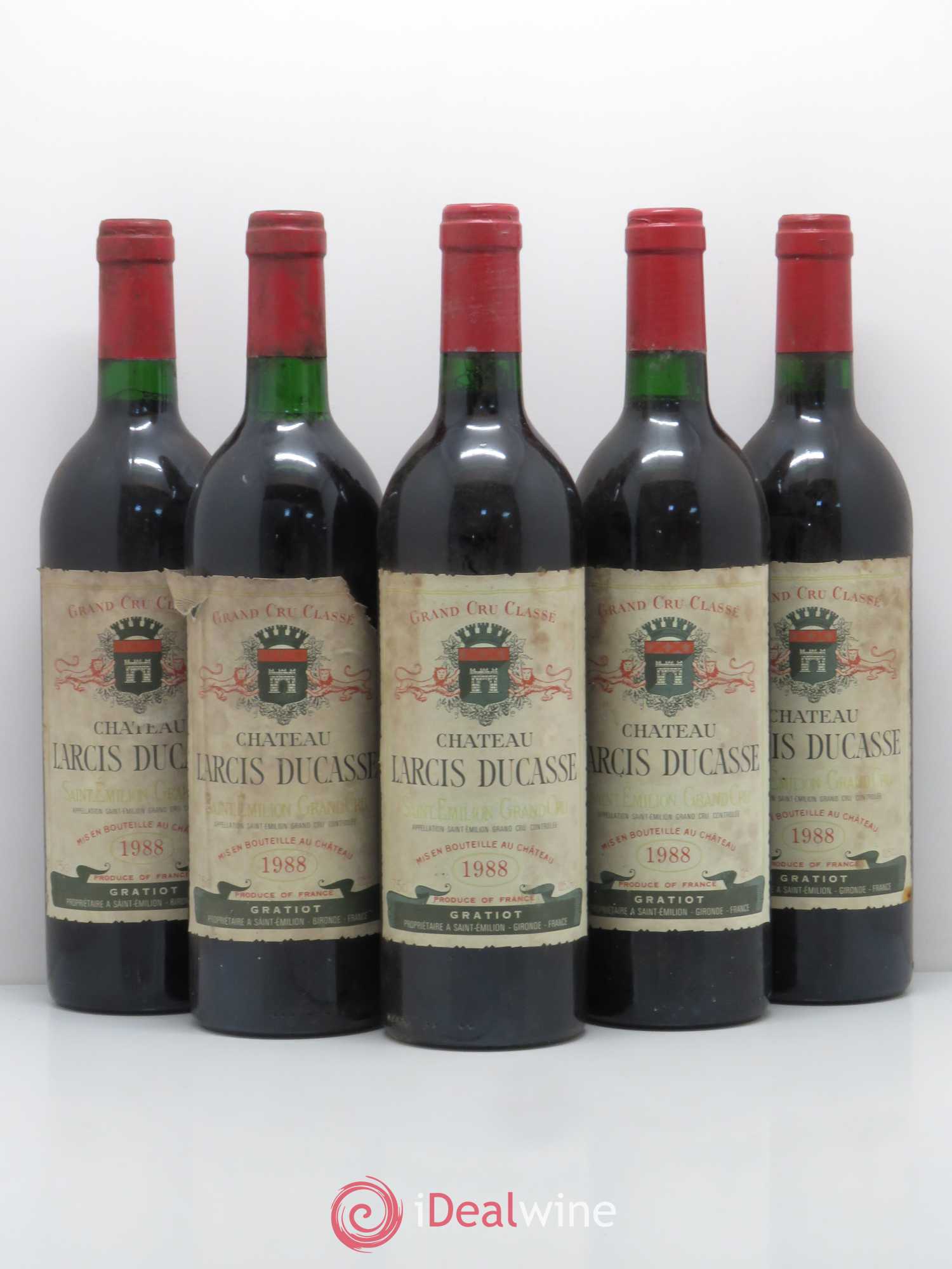 Château Larcis Ducasse 1er Grand Cru Classé B 1988 - Lot de 5 bouteilles - 0