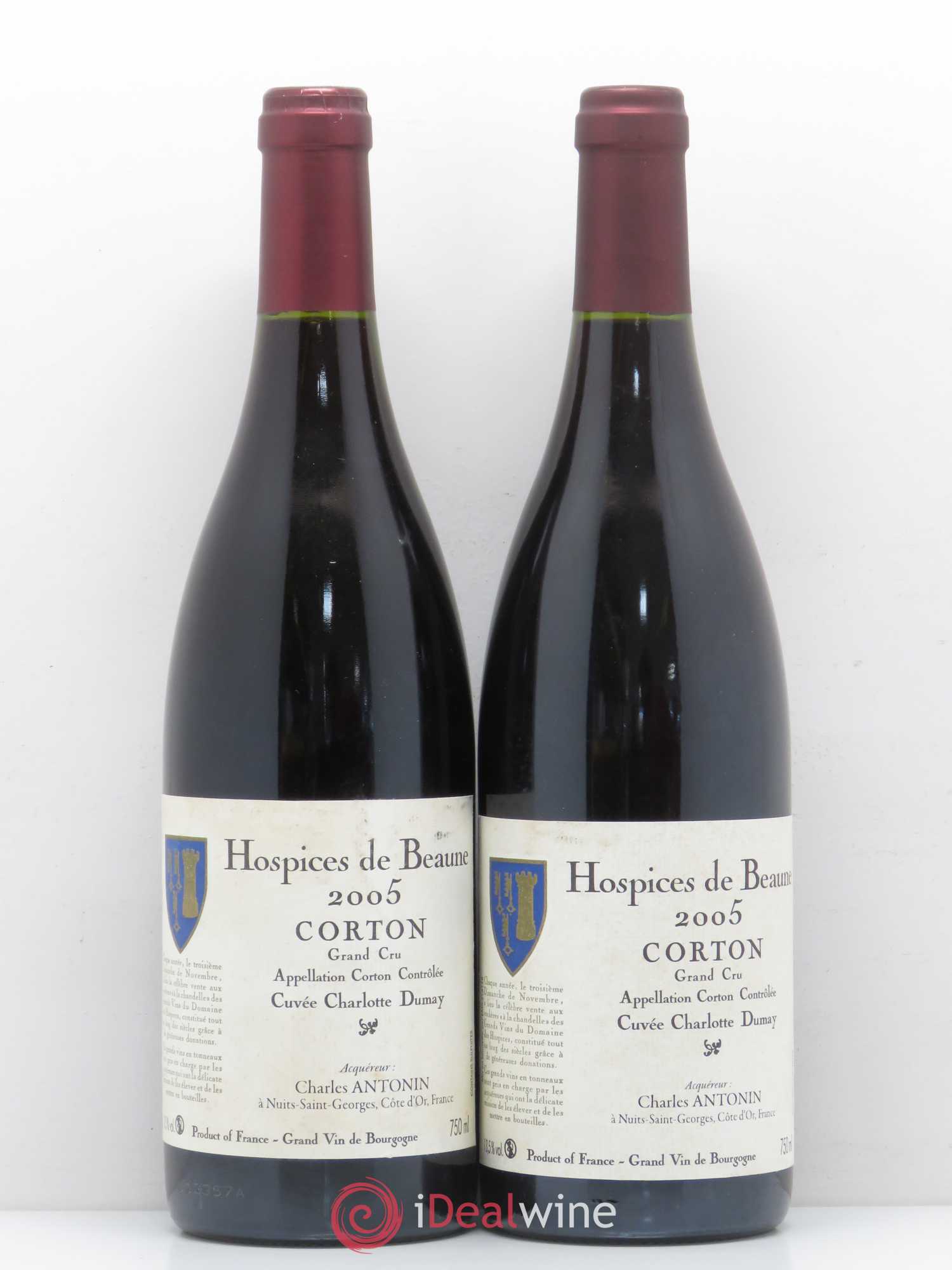 Corton Grand Cru Hospices De Beaune Cuvée Charlotte Dumay Charles Antonin 2005 - Posten von 2 Flaschen - 0