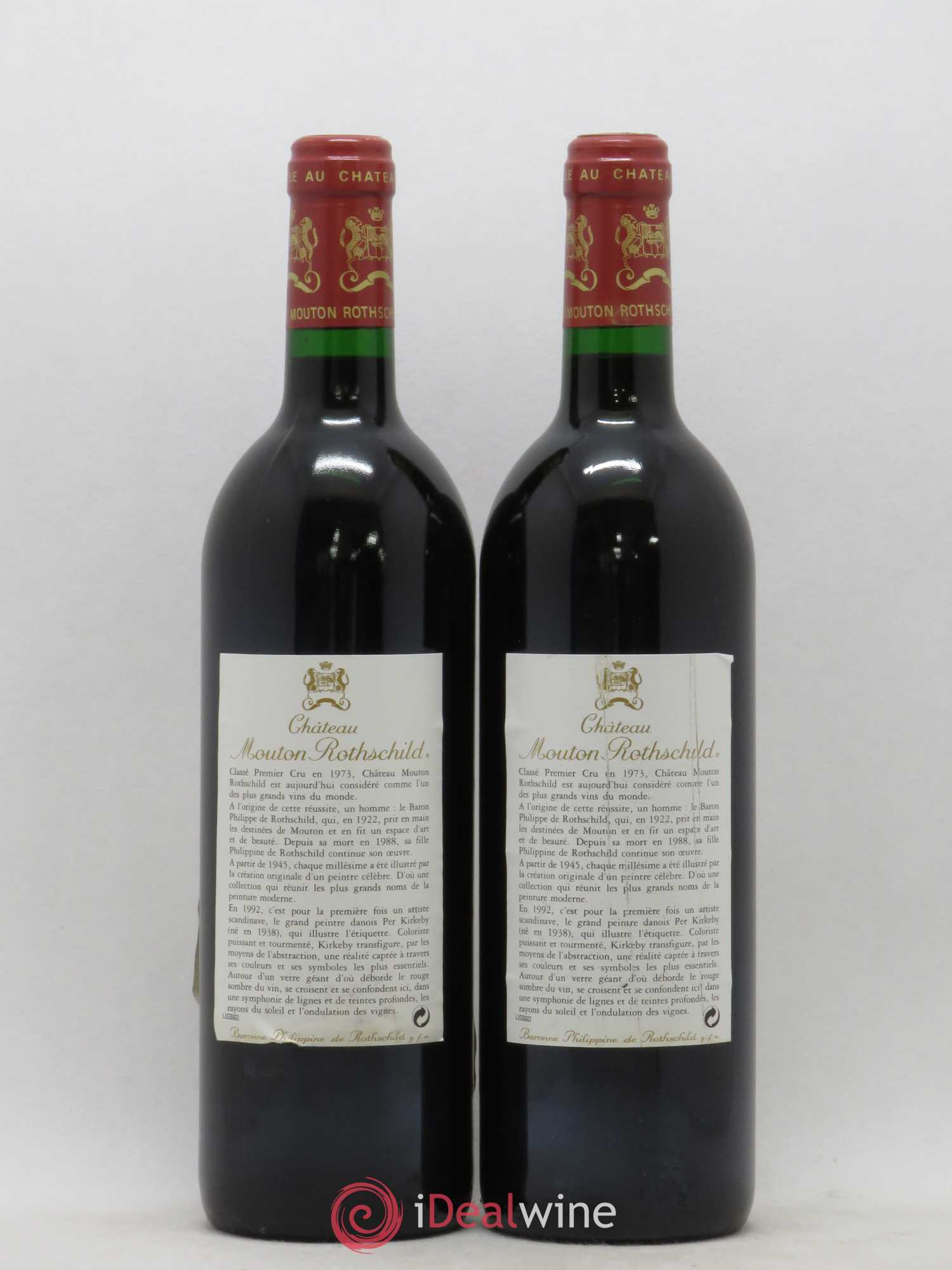 Château Mouton Rothschild 1er Grand Cru Classé 1992 - Lot de 2 bouteilles - 1