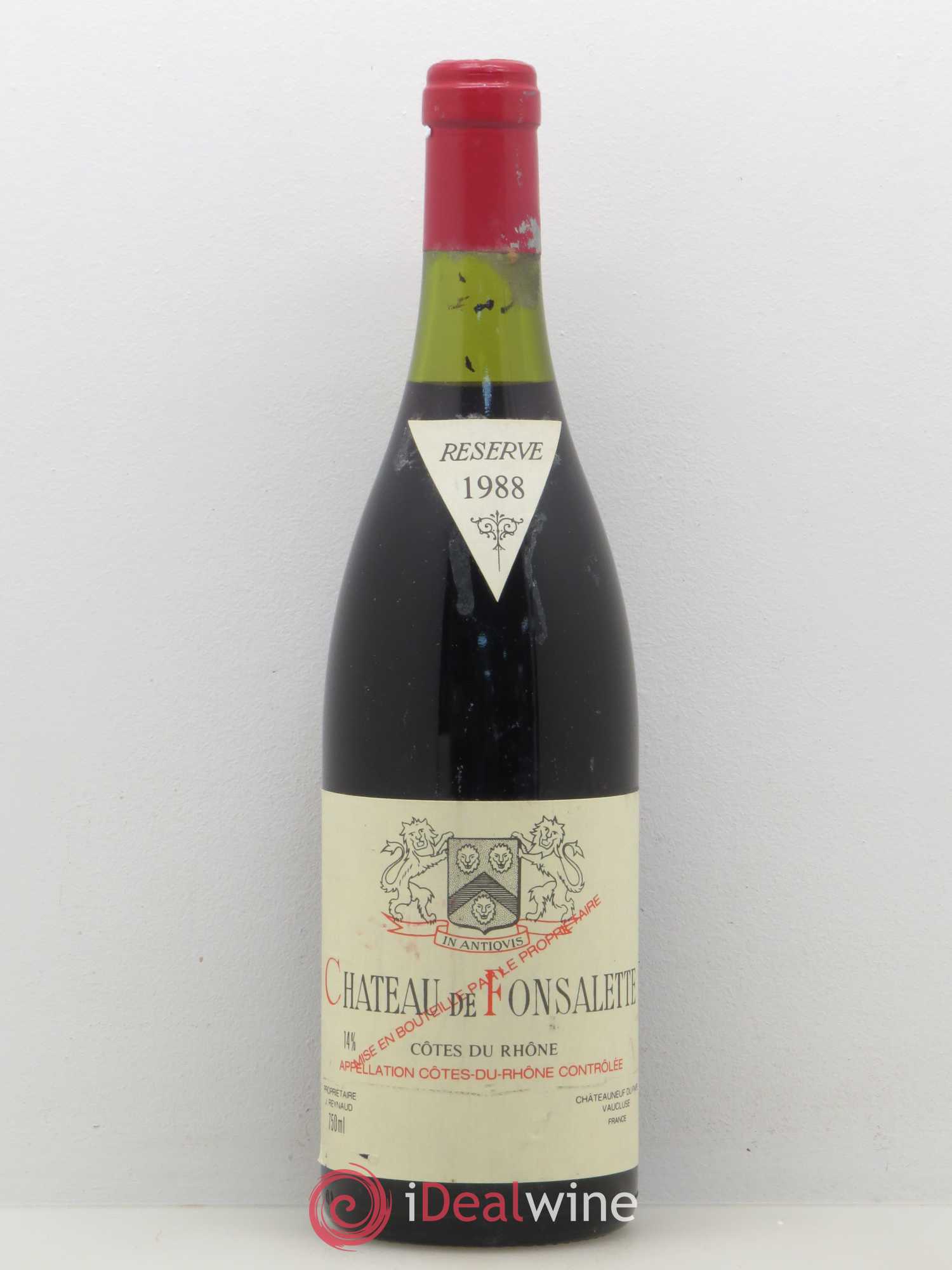 Côtes-du-Rhône Château de Fonsalette Emmanuel Reynaud 1988 - Lot de 1 bouteille - 0