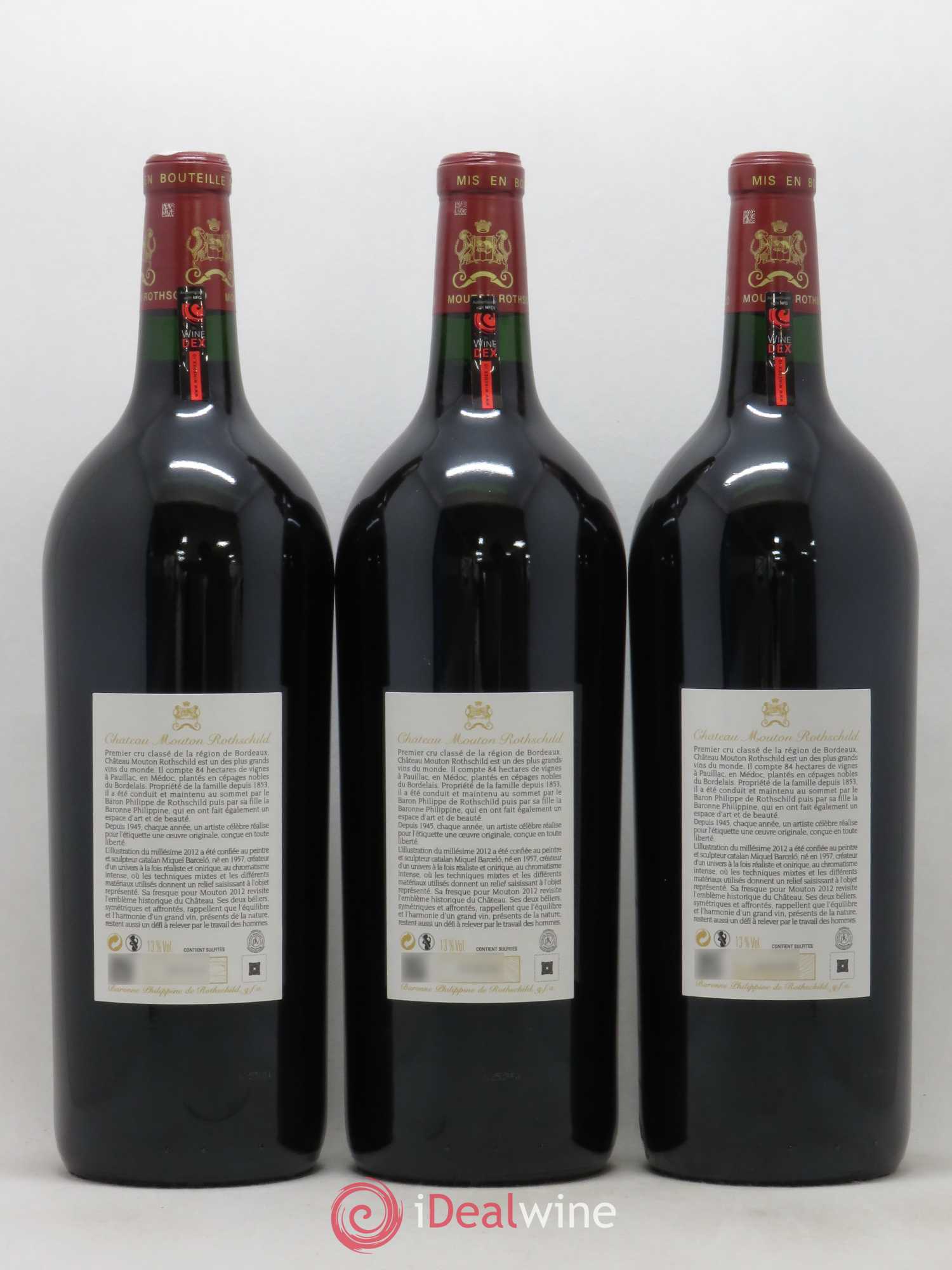 Château Mouton Rothschild 1er Grand Cru Classé 2012 - Lot de 3 magnums - 1