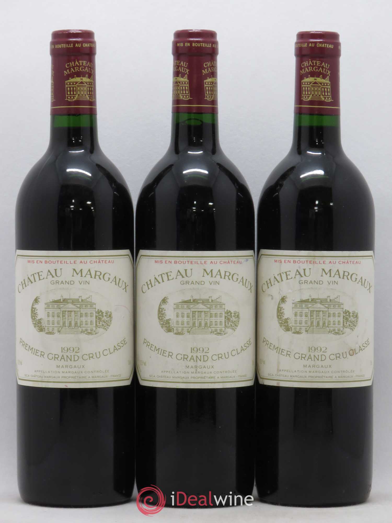 Château Margaux 1er Grand Cru Classé 1992 - Lot de 3 bouteilles - 0