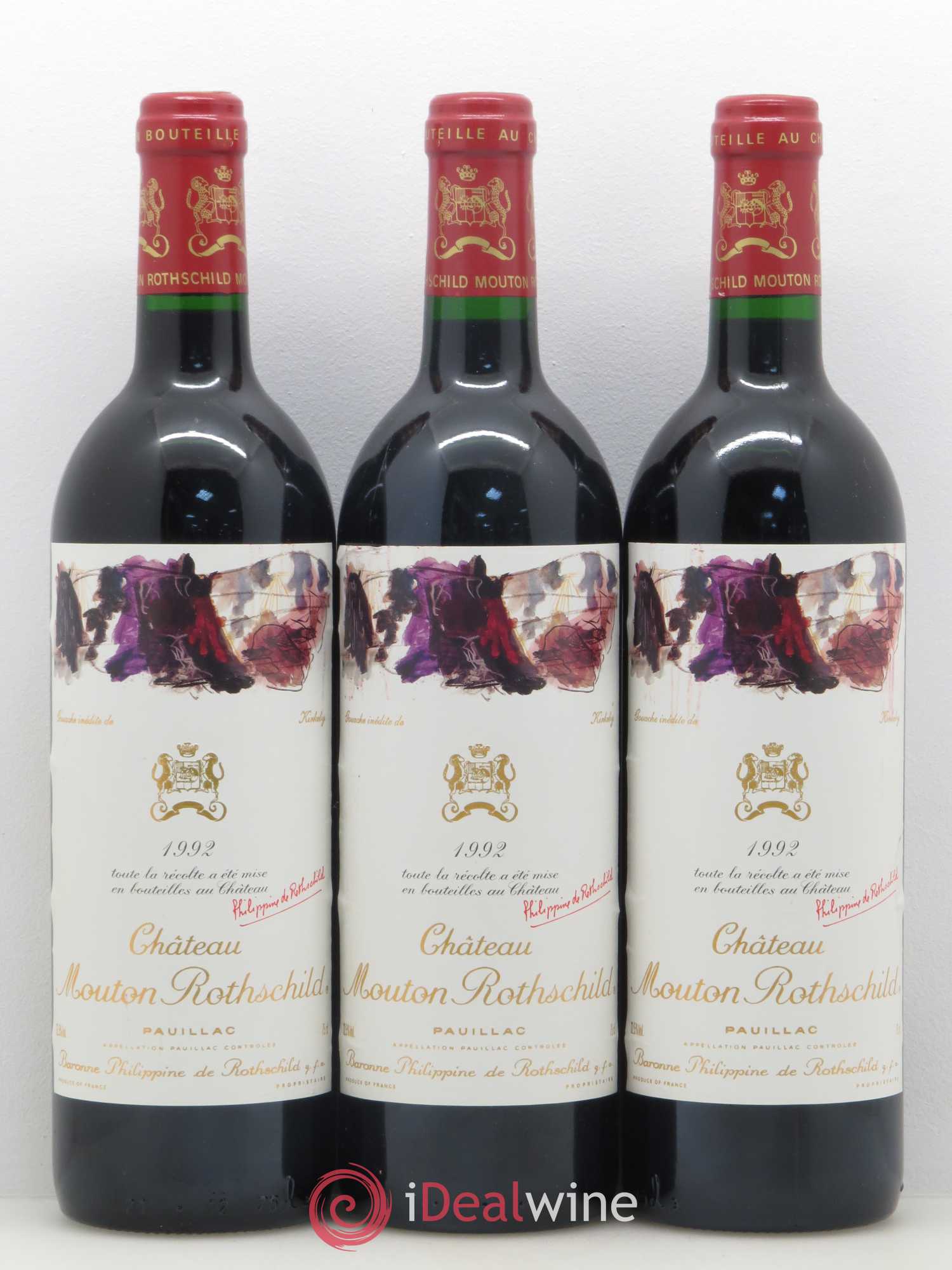 Château Mouton Rothschild 1er Grand Cru Classé 1992 - Lot de 3 bouteilles - 0