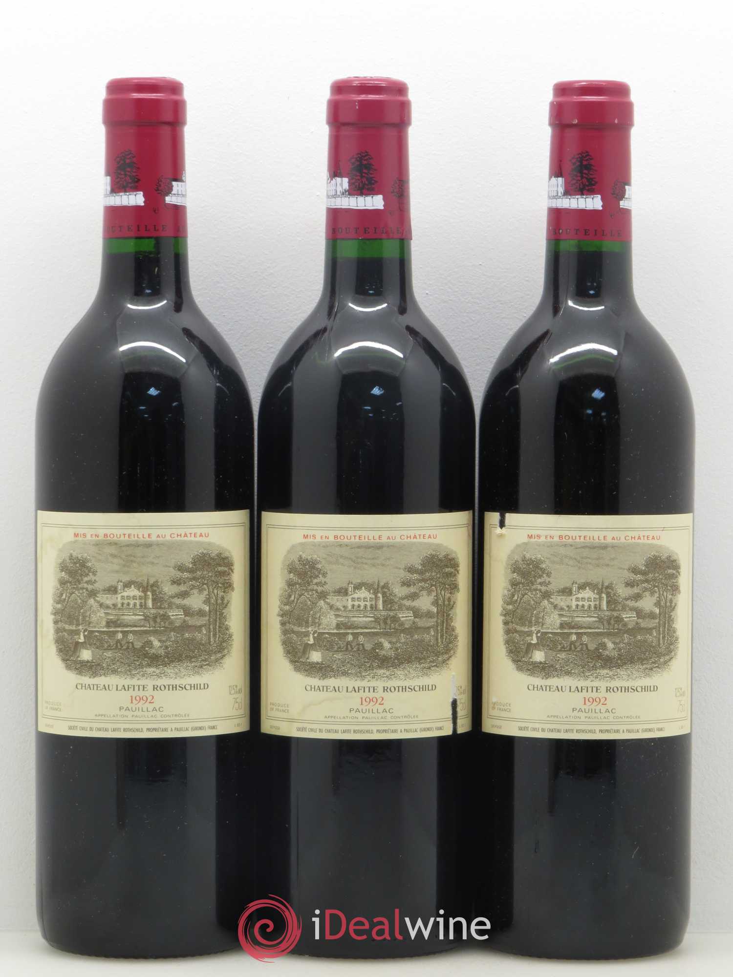 Château Lafite Rothschild 1er Grand Cru Classé 1992 - Lot de 3 bouteilles - 0
