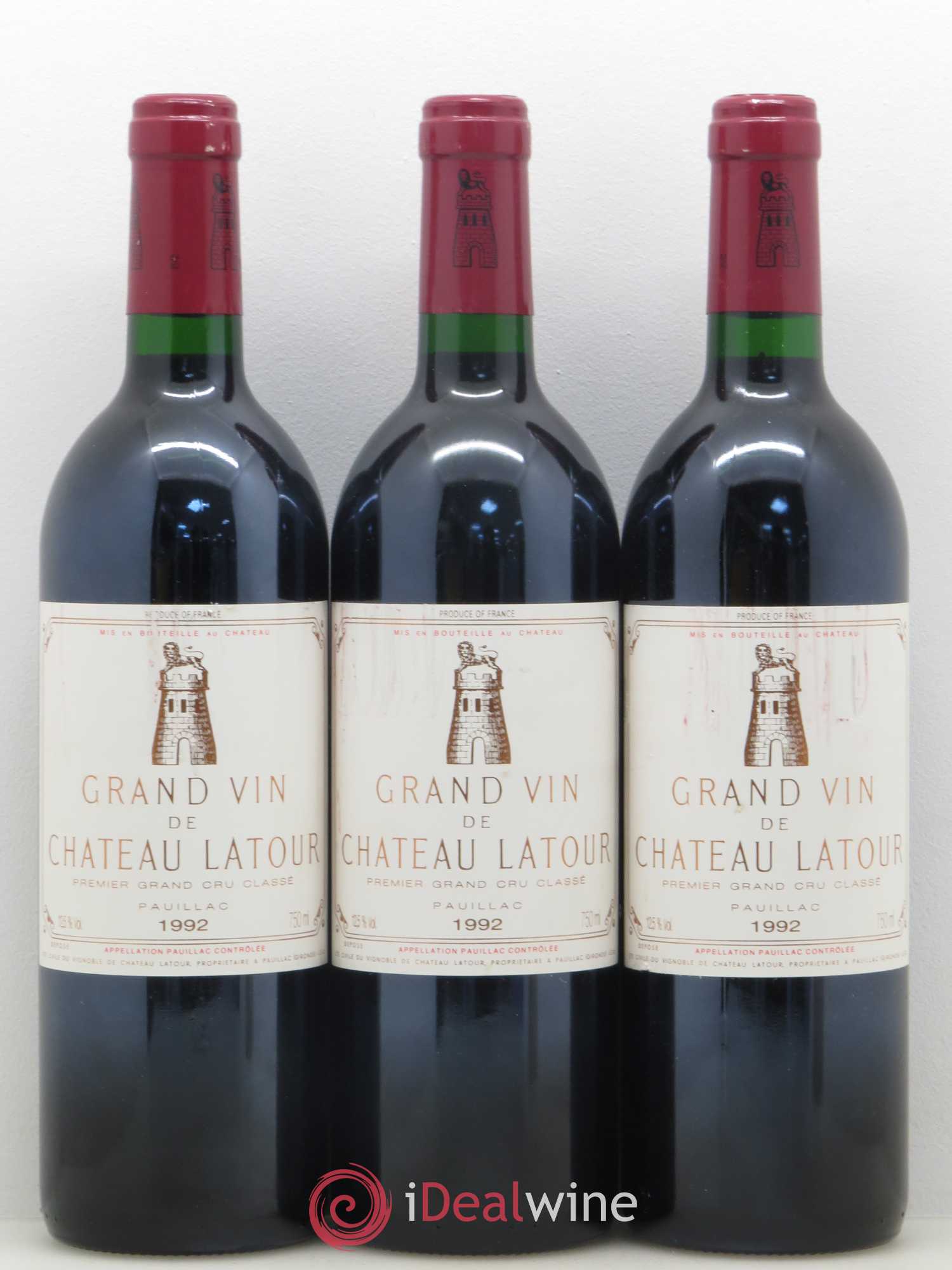 Château Latour 1er Grand Cru Classé 1992 - Lot de 3 bouteilles - 0