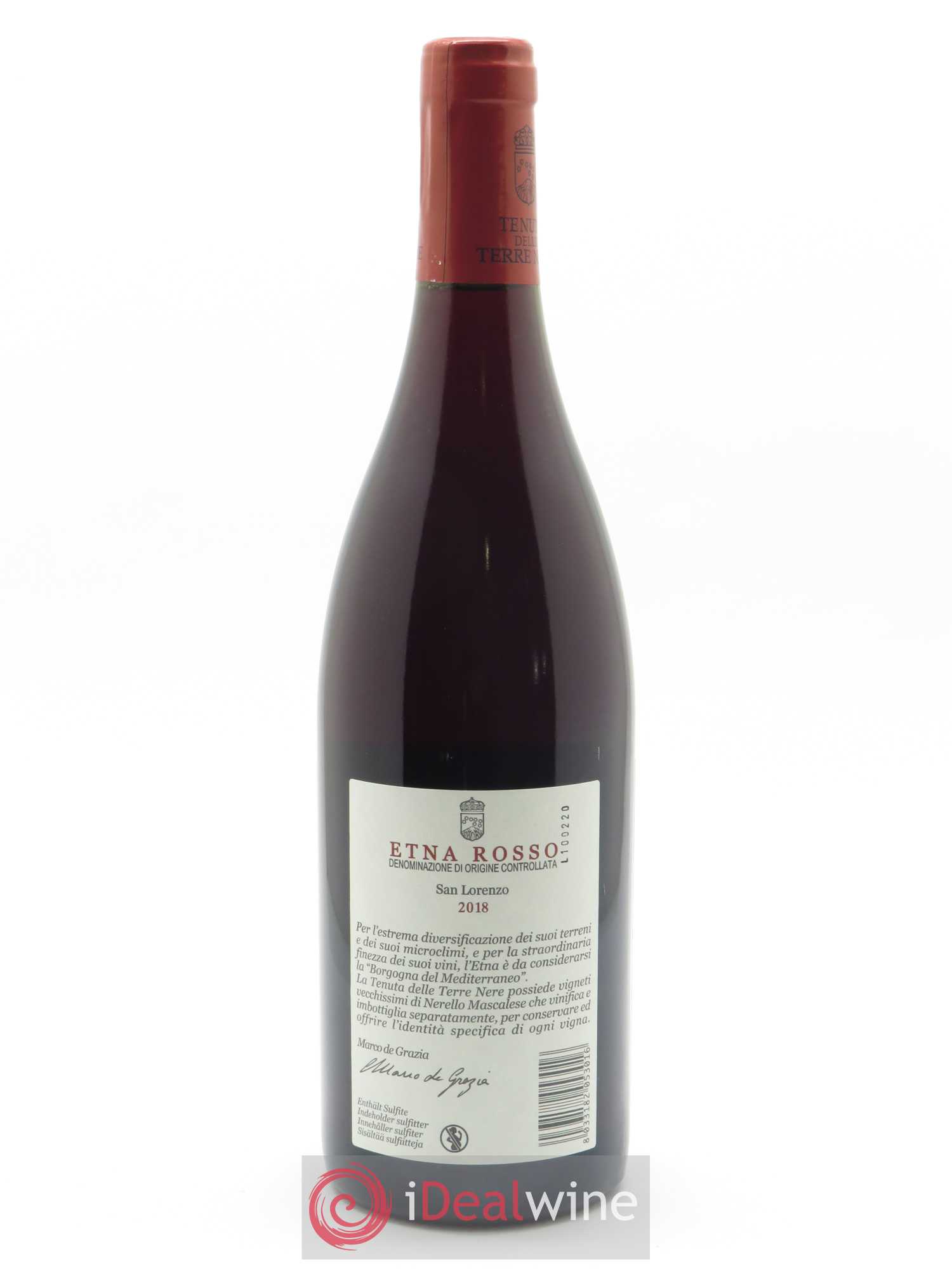Etna Rosso DOC Tenuta delle Terre Nere San Lorenzo 2018 - Lot de 1 bouteille - 1