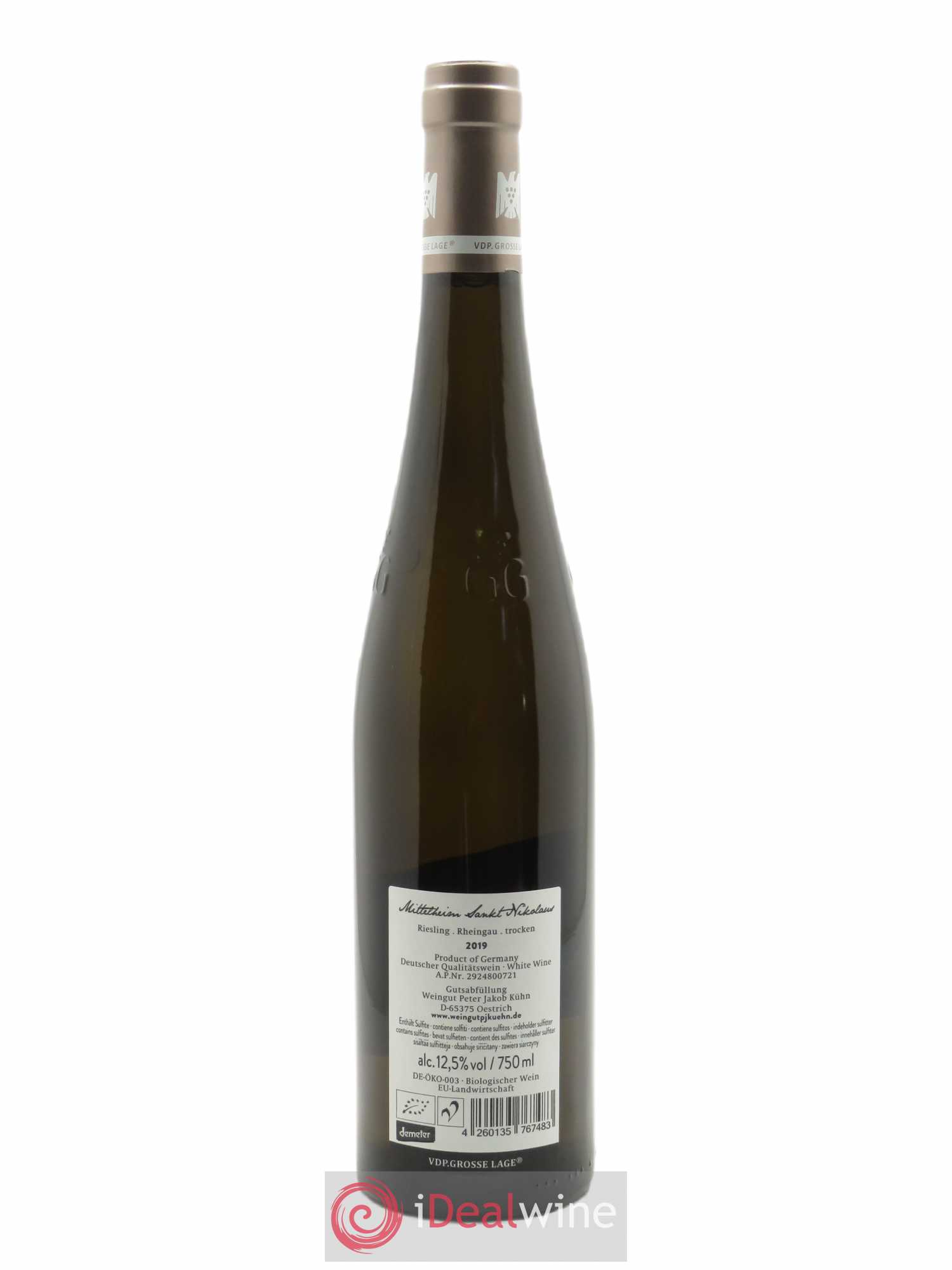 Rheingau Peter Jakob Kühn Riesling Sankt Nikolaus 2019 - Lot de 1 bouteille - 1