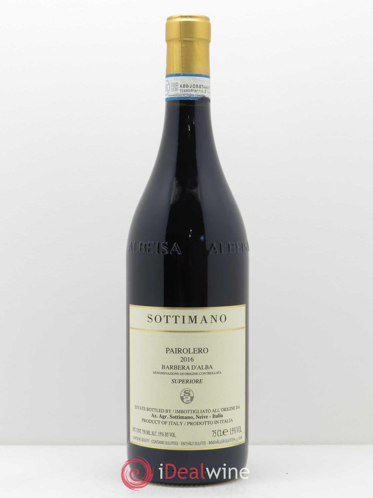 Barbera d'Alba Pairolero Sottimano 2016 - Lot de 1 bouteille - 0