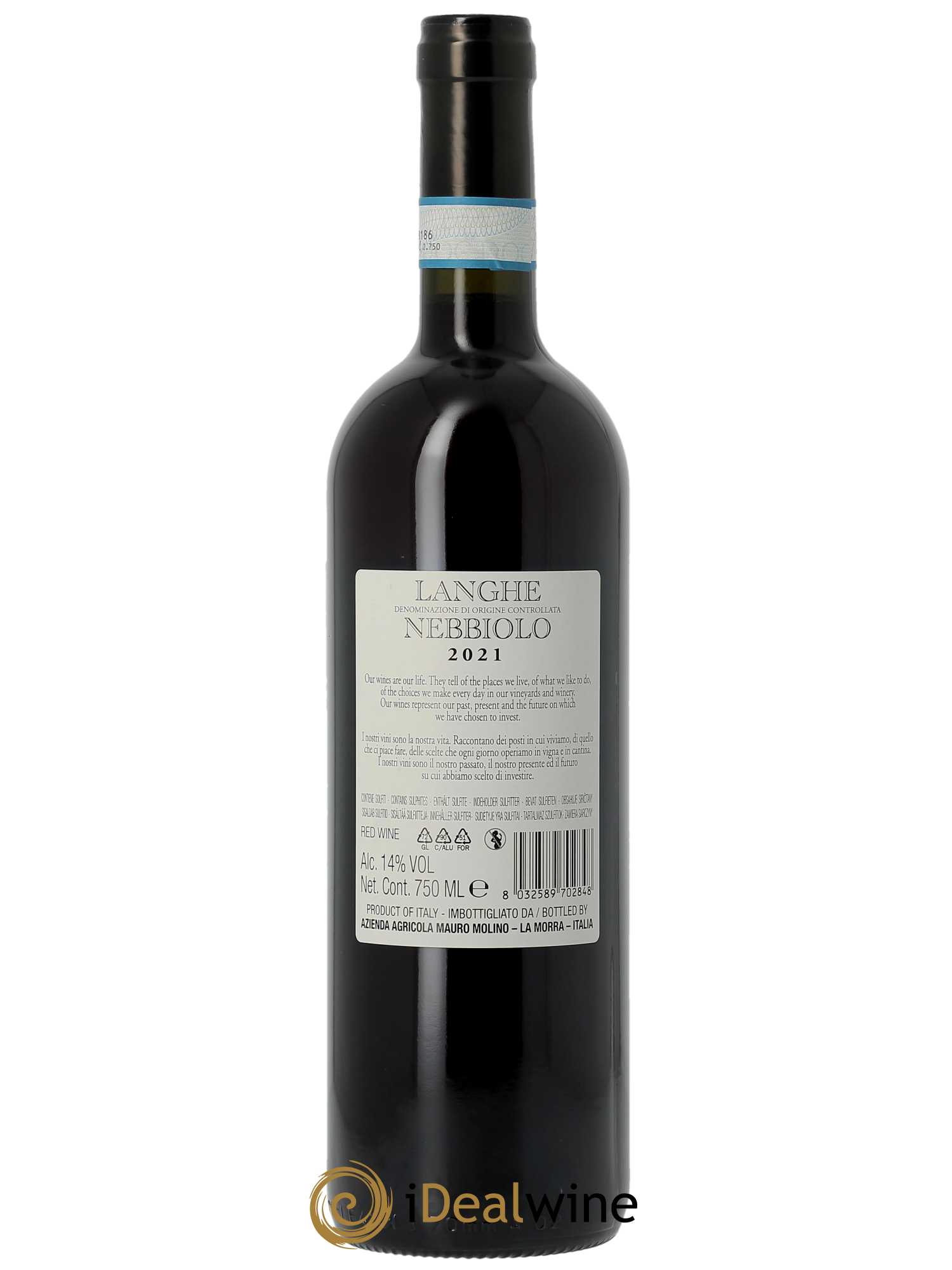 Langhe DOC Mauro Molino Nebbiolo 2021 - Lot of 1 bottle - 1