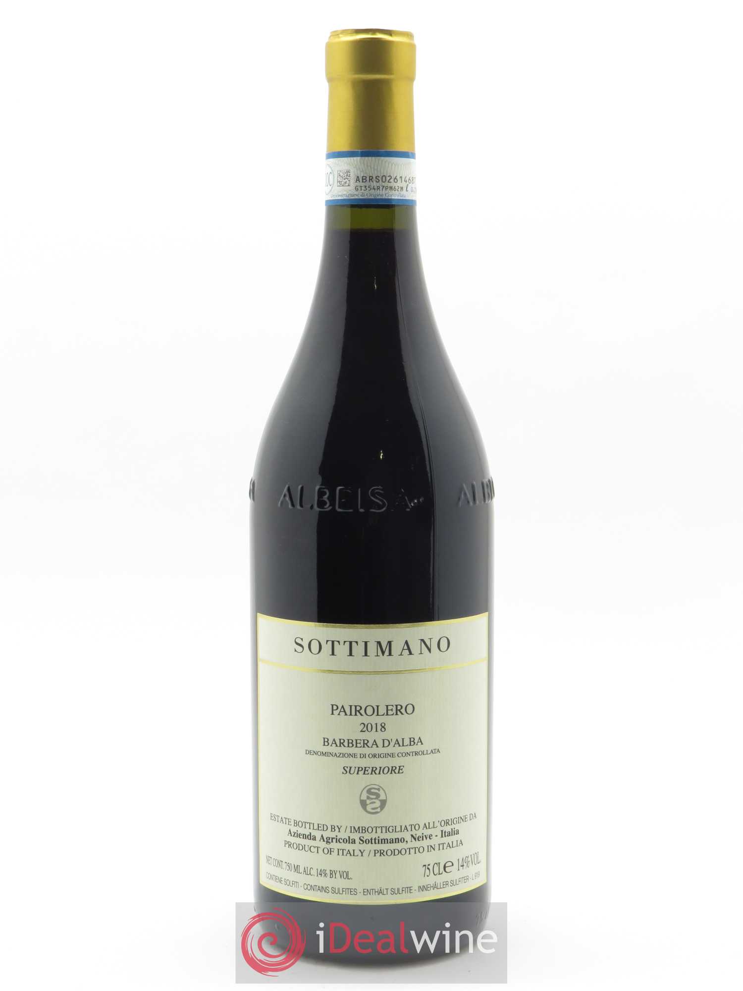 Barbera d'Alba Pairolero Sottimano 2018 - Lot de 1 bouteille - 0