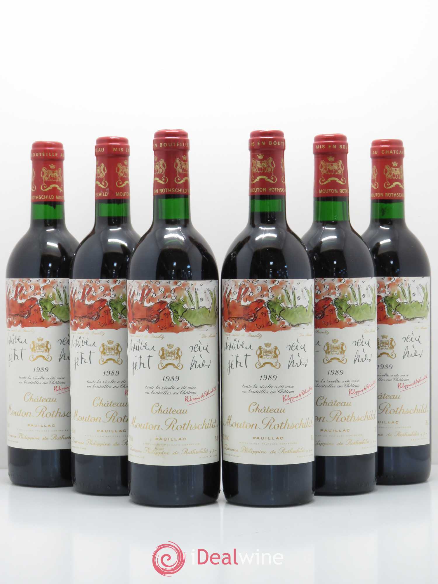 Château Mouton Rothschild 1er Grand Cru Classé 1989 - Lot de 6 bouteilles - 0