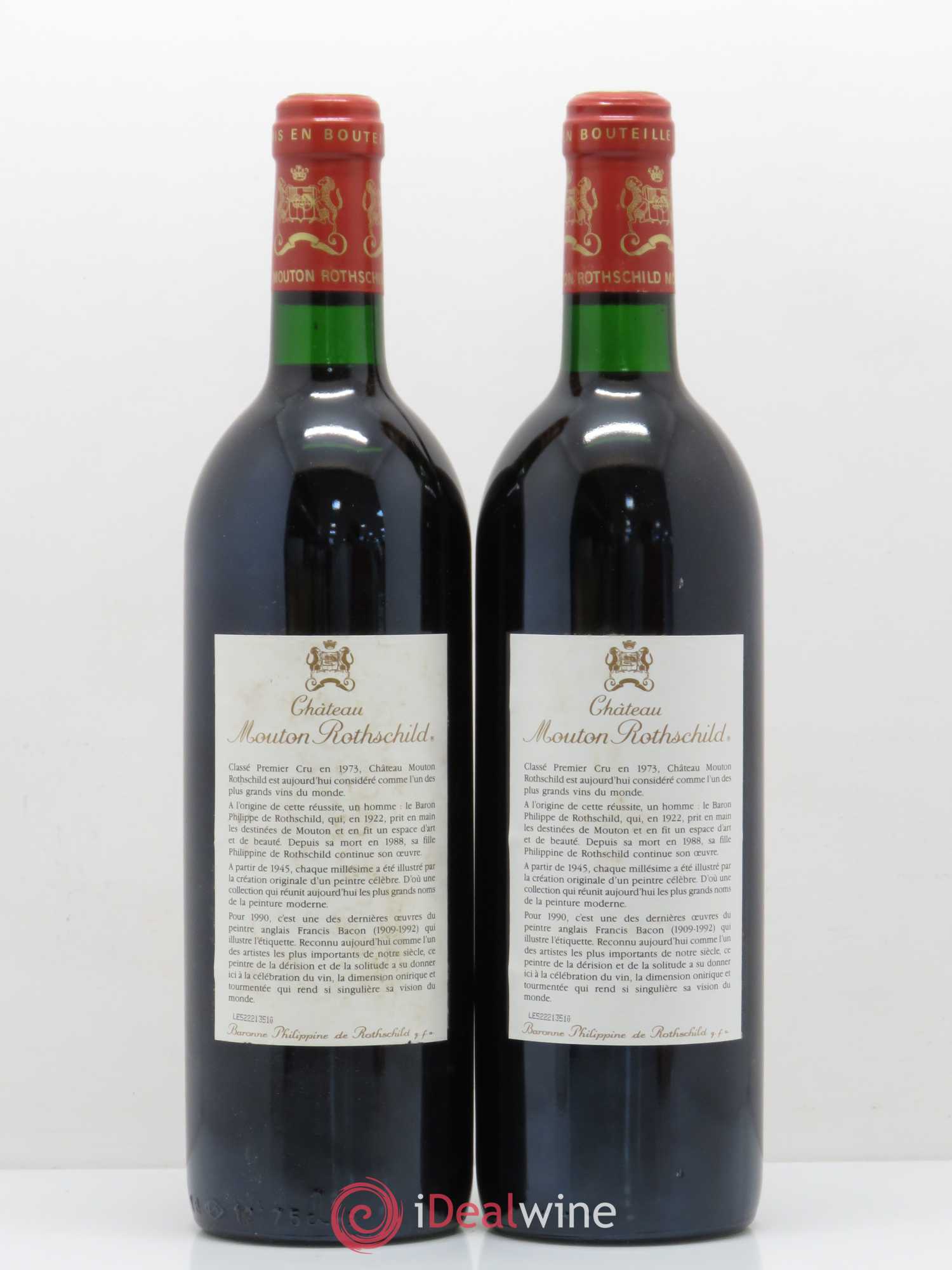 Château Mouton Rothschild 1er Grand Cru Classé 1990 - Lot de 2 bouteilles - 1