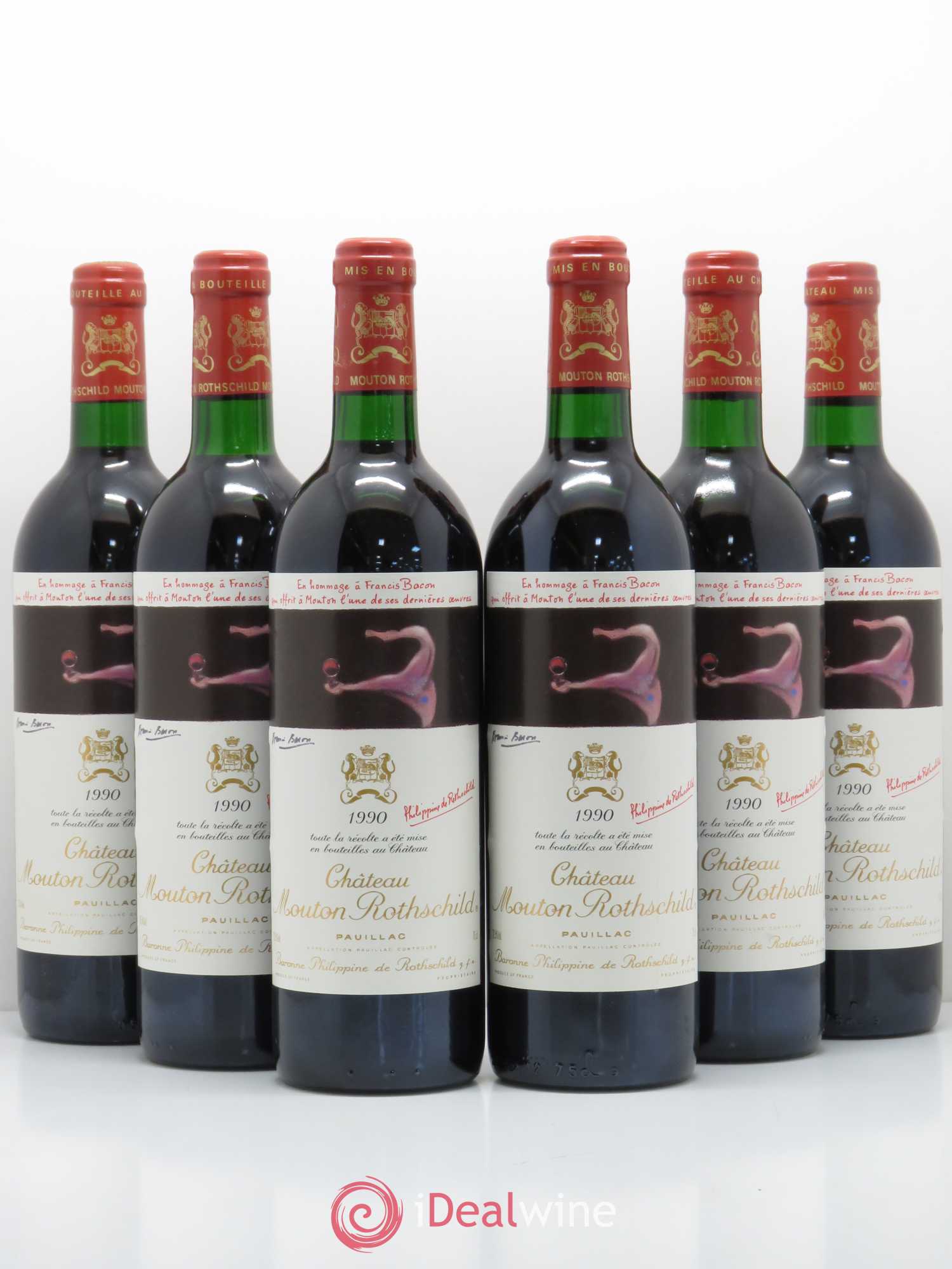 Château Mouton Rothschild 1er Grand Cru Classé 1990 - Lot de 6 bouteilles - 0