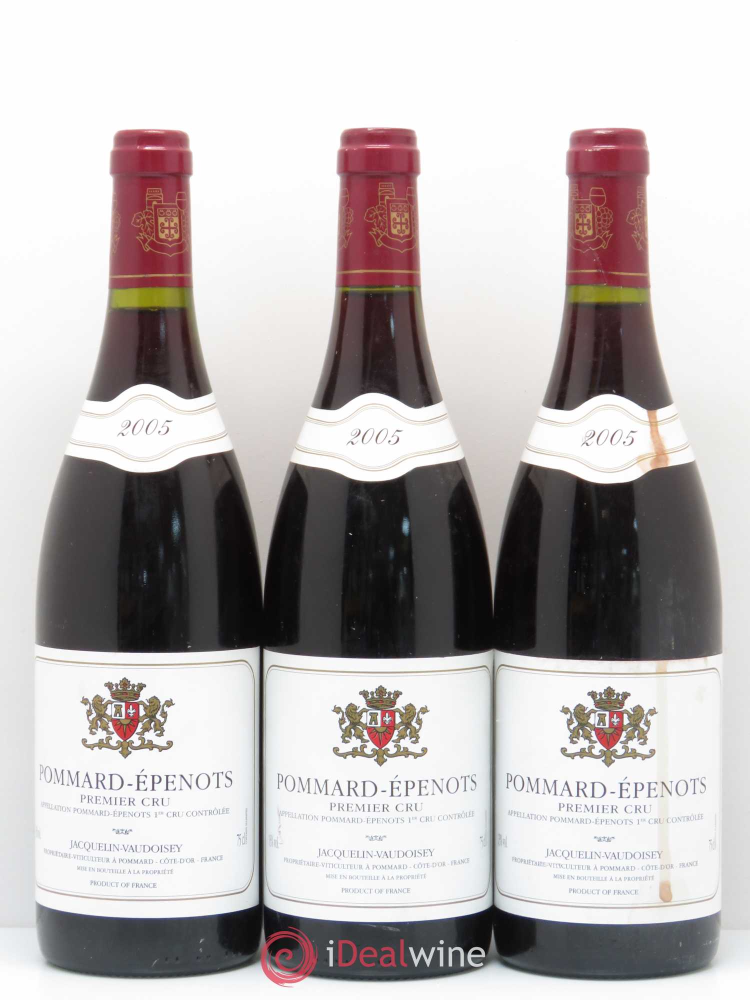 Pommard 1er Cru 1er Cru Les Epenots Domaine Jacquelin Vaudoisey 2005 - Posten von 3 Flaschen - 0
