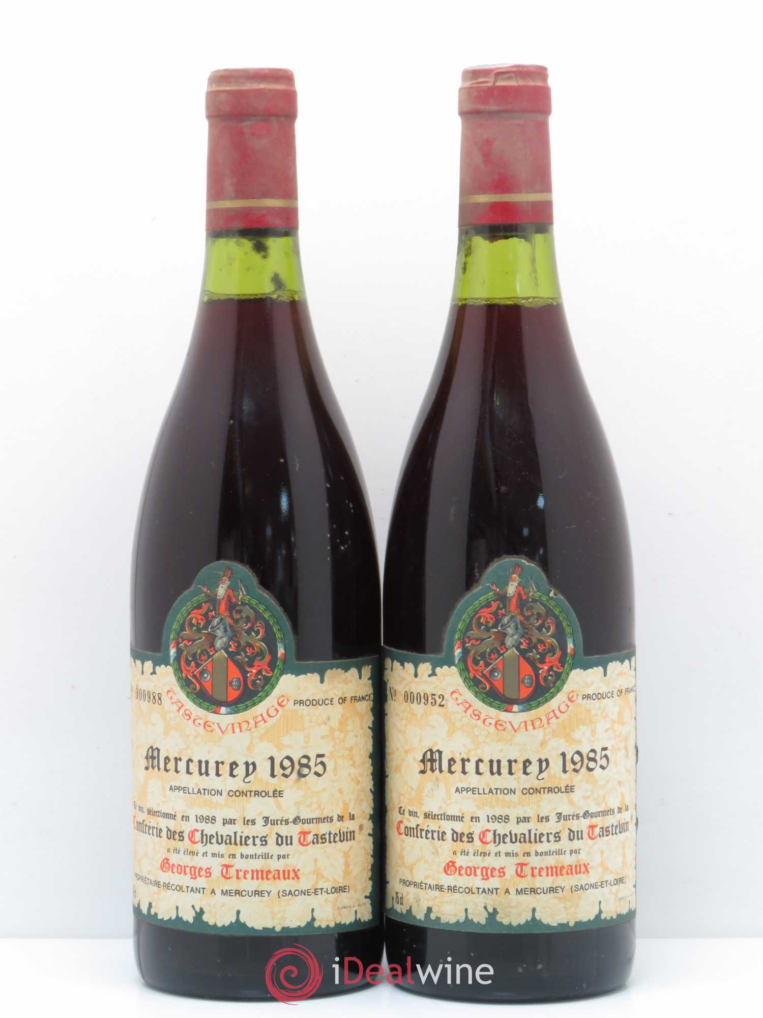 Mercurey Confrérie des Chevaliers du Tastevin Domaine Georges Tremeaux 1985 - Posten von 2 Flaschen - 0