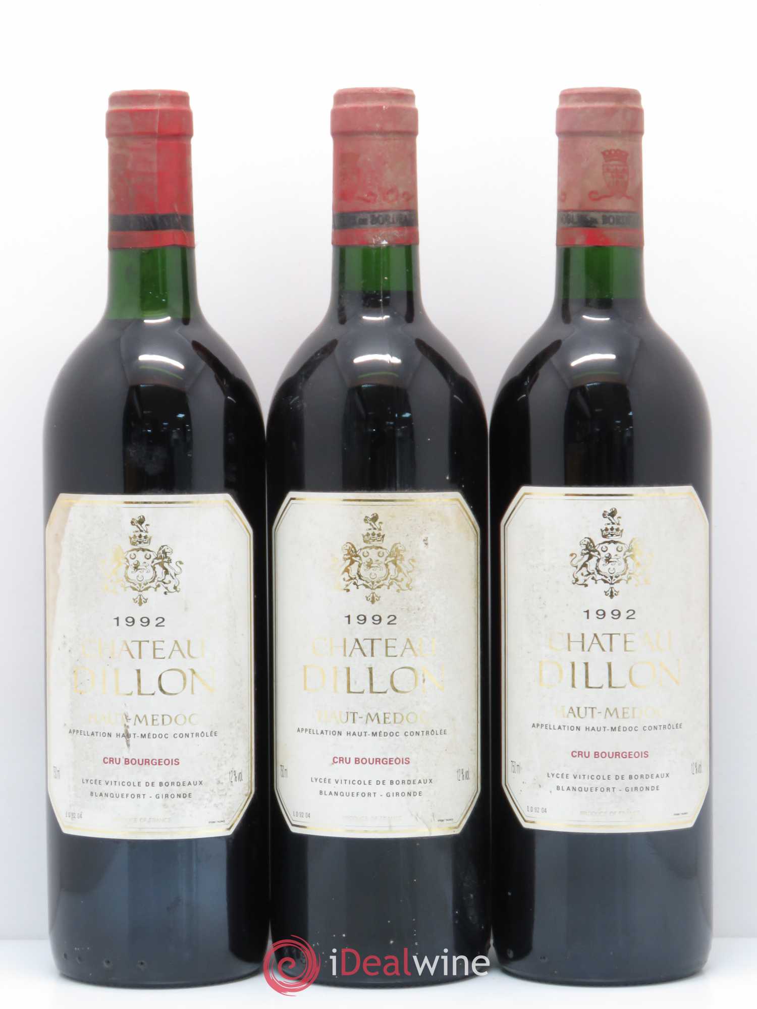 Château Dillon Cru Bourgeois (sans prix de réserve) 1992 - Lot de 3 bouteilles - 0