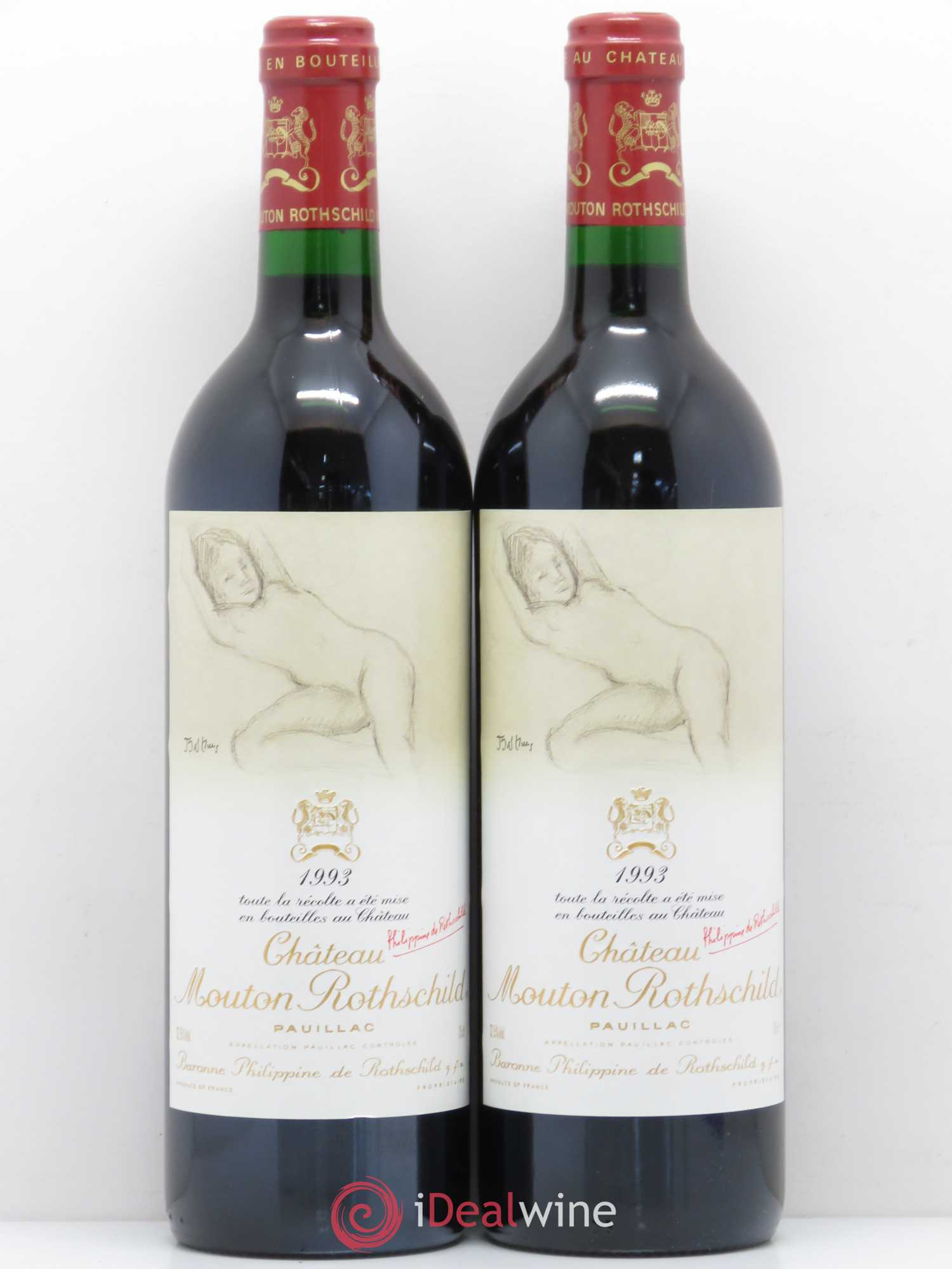 Château Mouton Rothschild 1er Grand Cru Classé 1993 - Lot de 2 bouteilles - 0