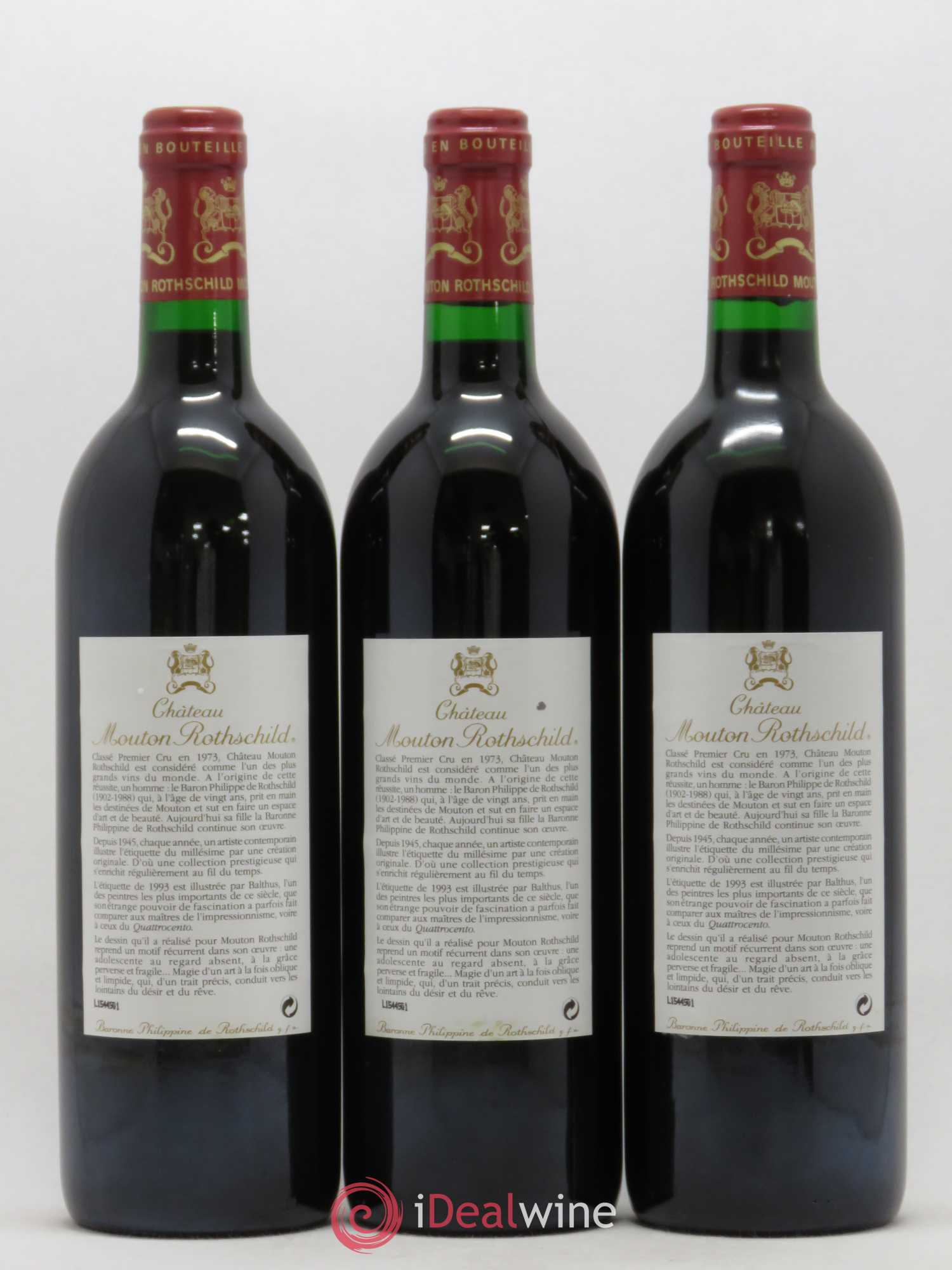 Château Mouton Rothschild 1er Grand Cru Classé 1993 - Lot de 6 bouteilles - 2
