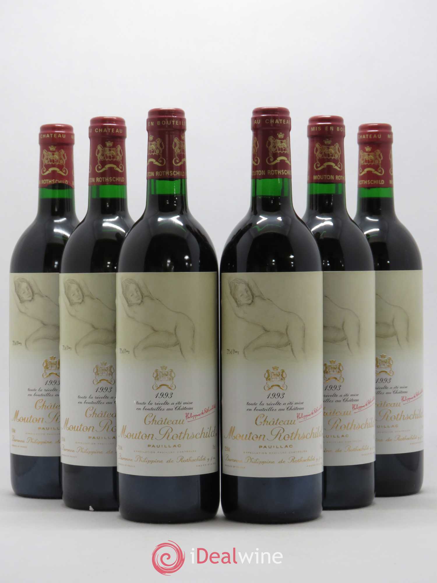 Château Mouton Rothschild 1er Grand Cru Classé 1993 - Lot de 6 bouteilles - 0