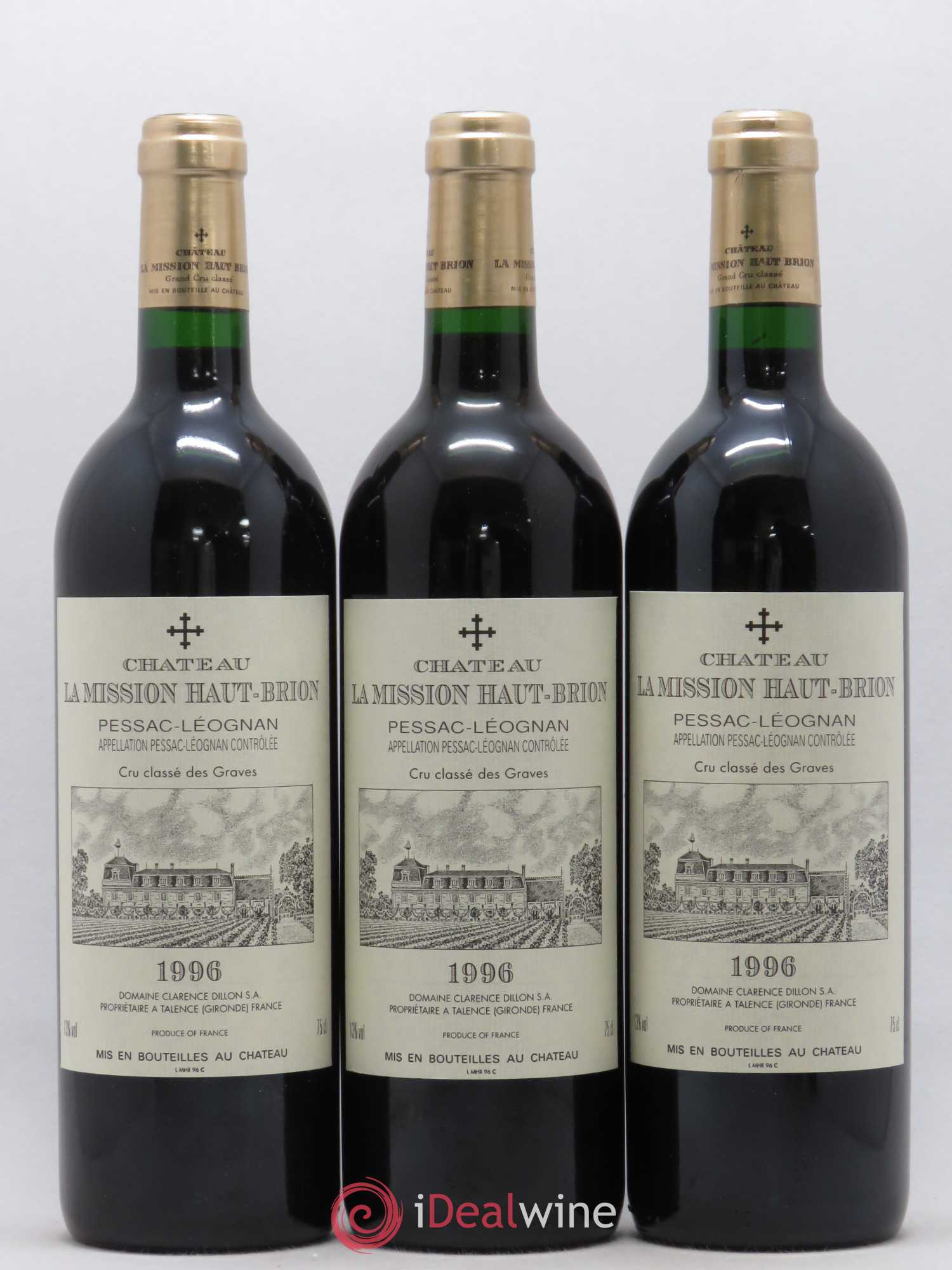 Château la Mission Haut-Brion Cru Classé de Graves 1996 - Lot de 3 bouteilles - 0