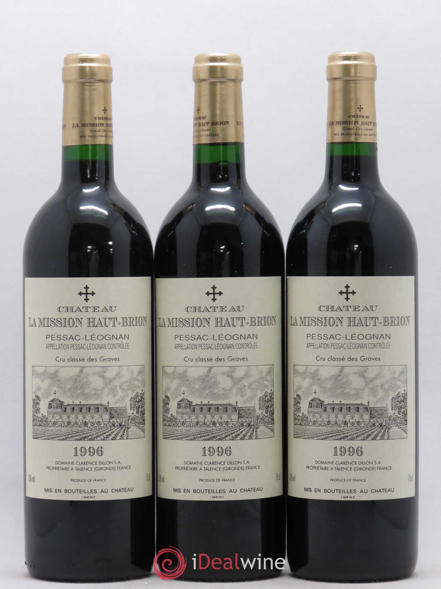 Château la Mission Haut-Brion Cru Classé de Graves 1996 - Lot de 3 bouteilles - 0