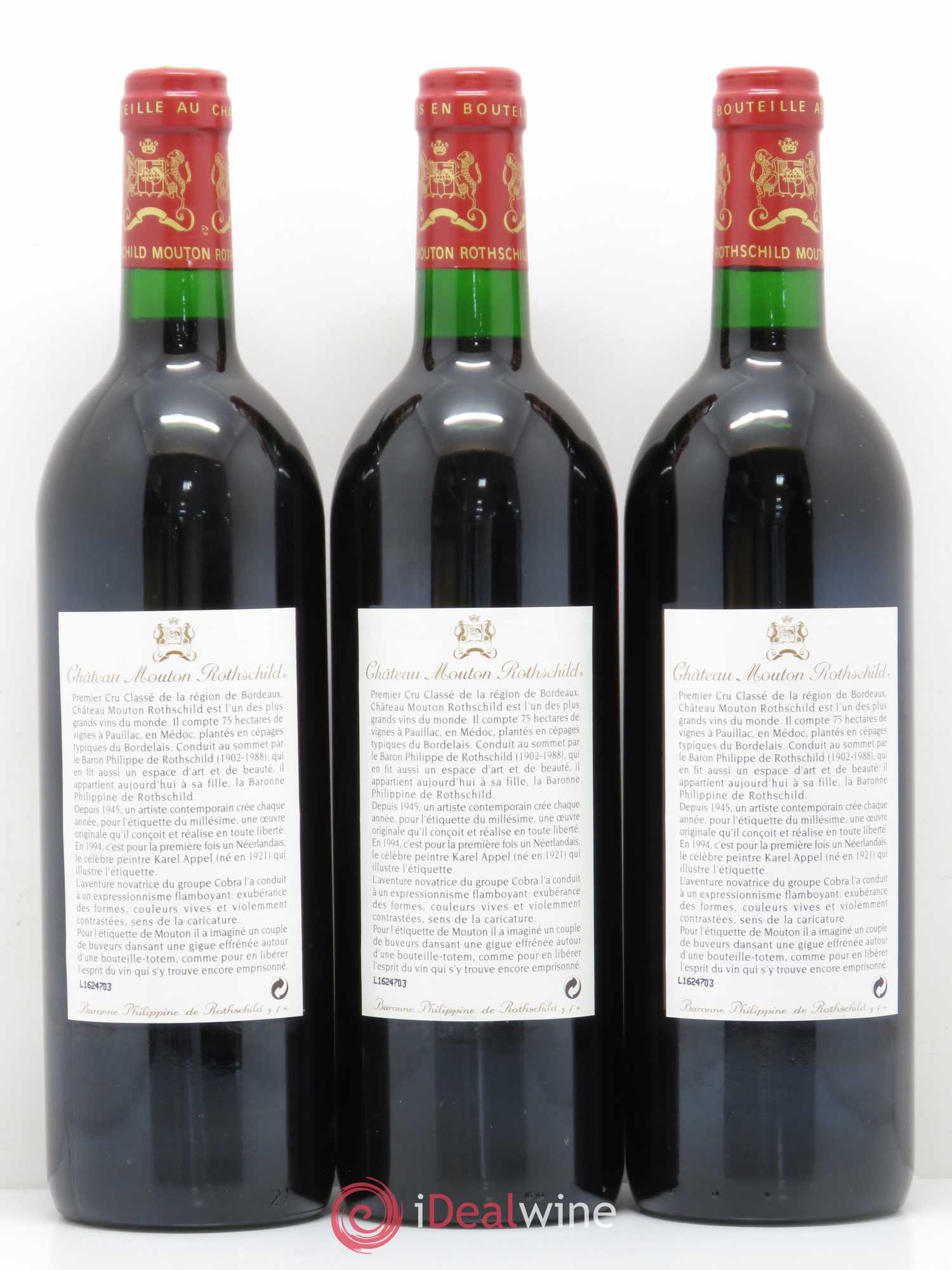 Château Mouton Rothschild 1er Grand Cru Classé 1994 - Lot de 12 bouteilles - 6