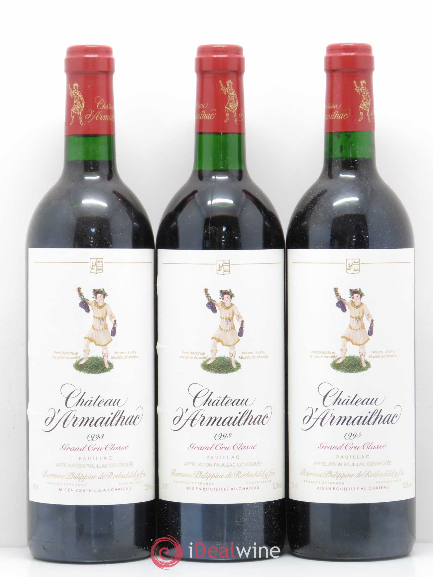 Château d' Armailhac - Mouton Baron(ne) Philippe 5ème Grand Cru Classé 1993 - Lot de 12 bouteilles - 1