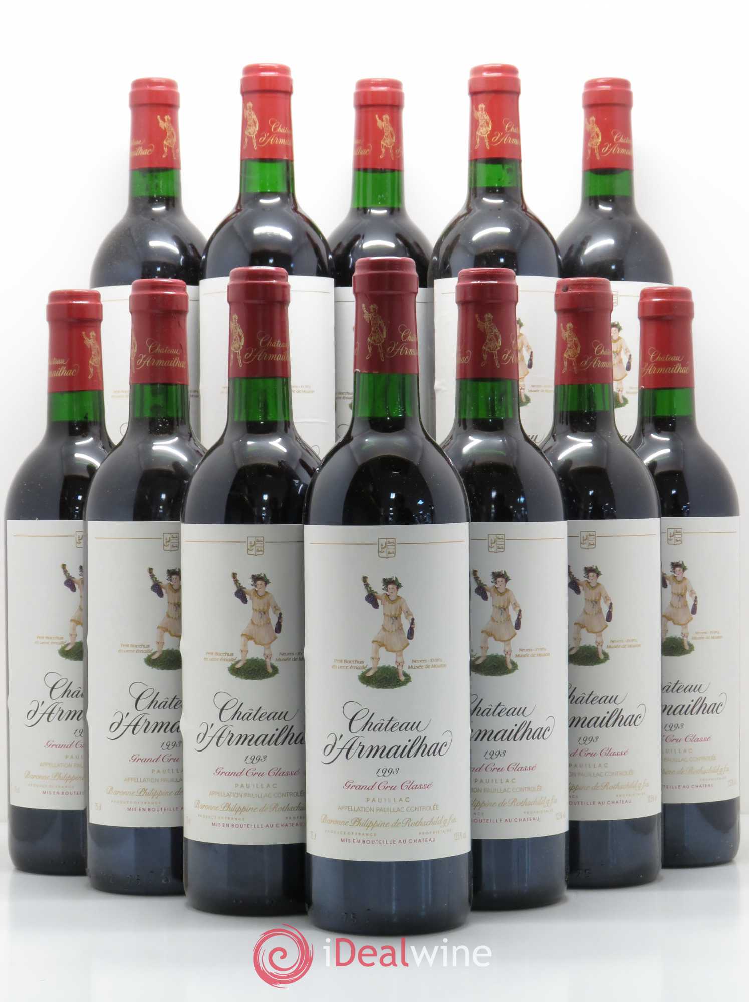 Château d' Armailhac - Mouton Baron(ne) Philippe 5ème Grand Cru Classé 1993 - Lot de 12 bouteilles - 0