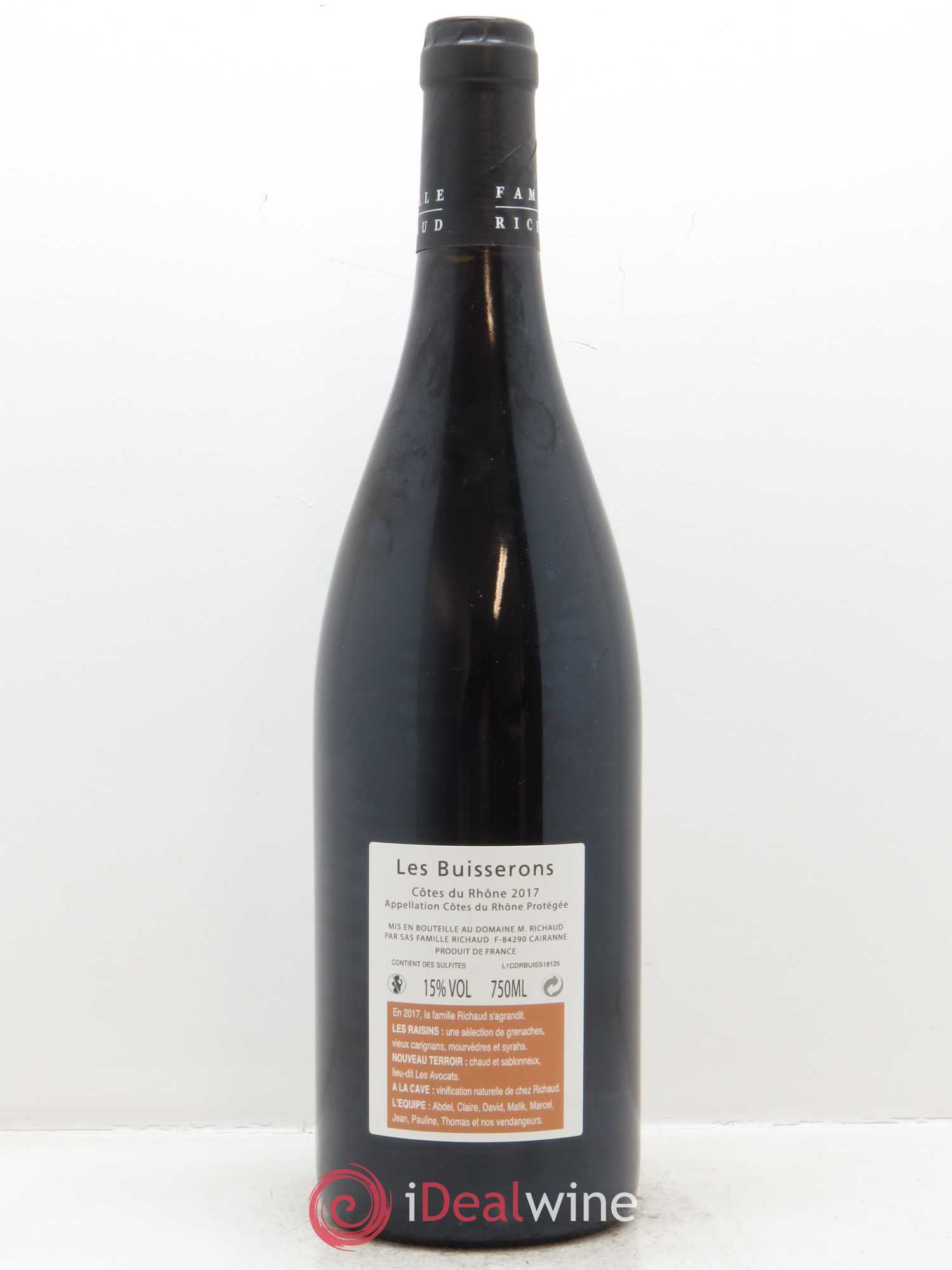 Côtes-du-Rhône Les Buisserons Marcel Richaud 2017 - Lot de 1 bouteille - 1