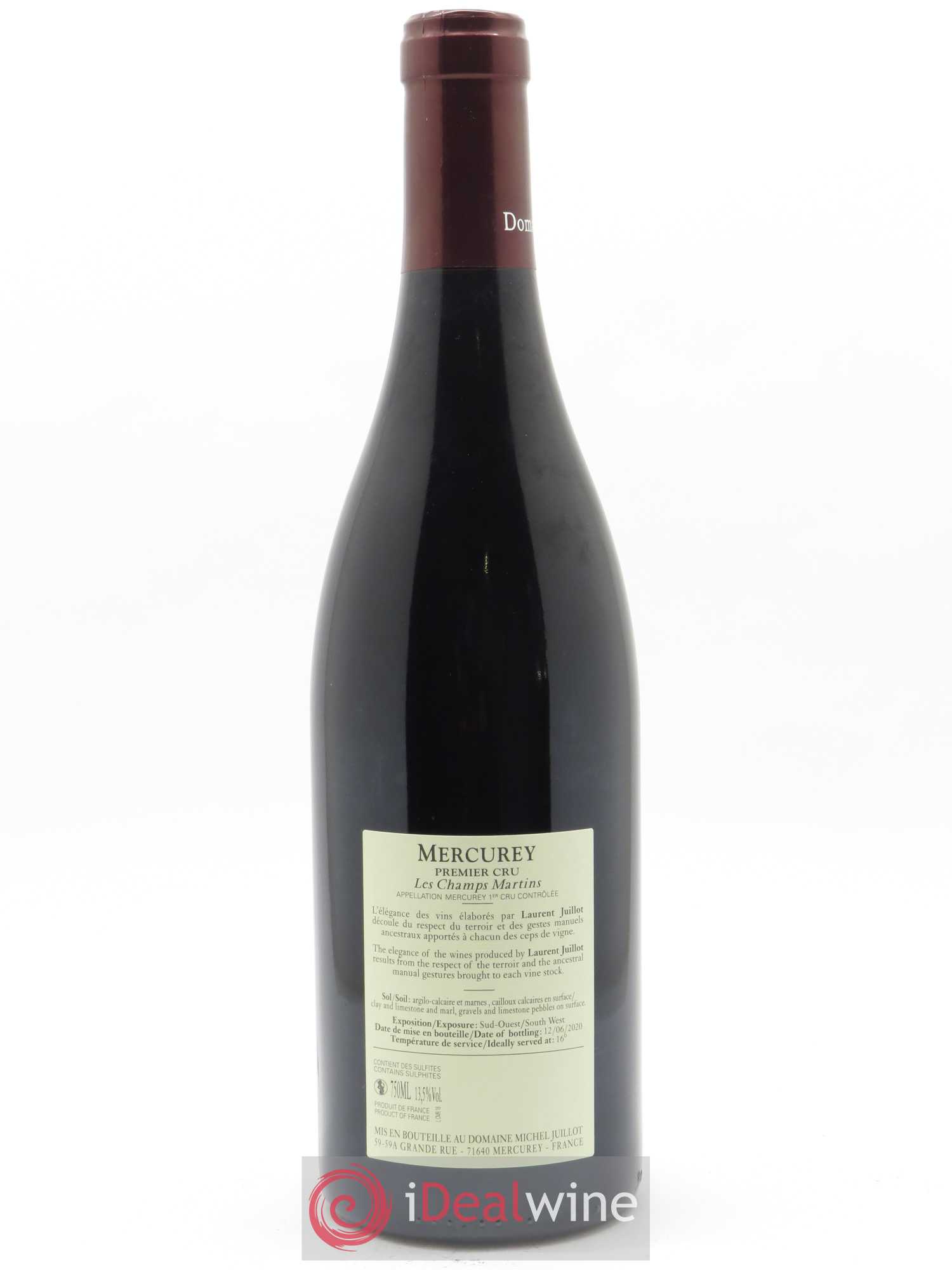 Mercurey 1er Cru Les Champs Martins Michel Juillot (Domaine) 2018 - Lot de 1 bouteille - 1