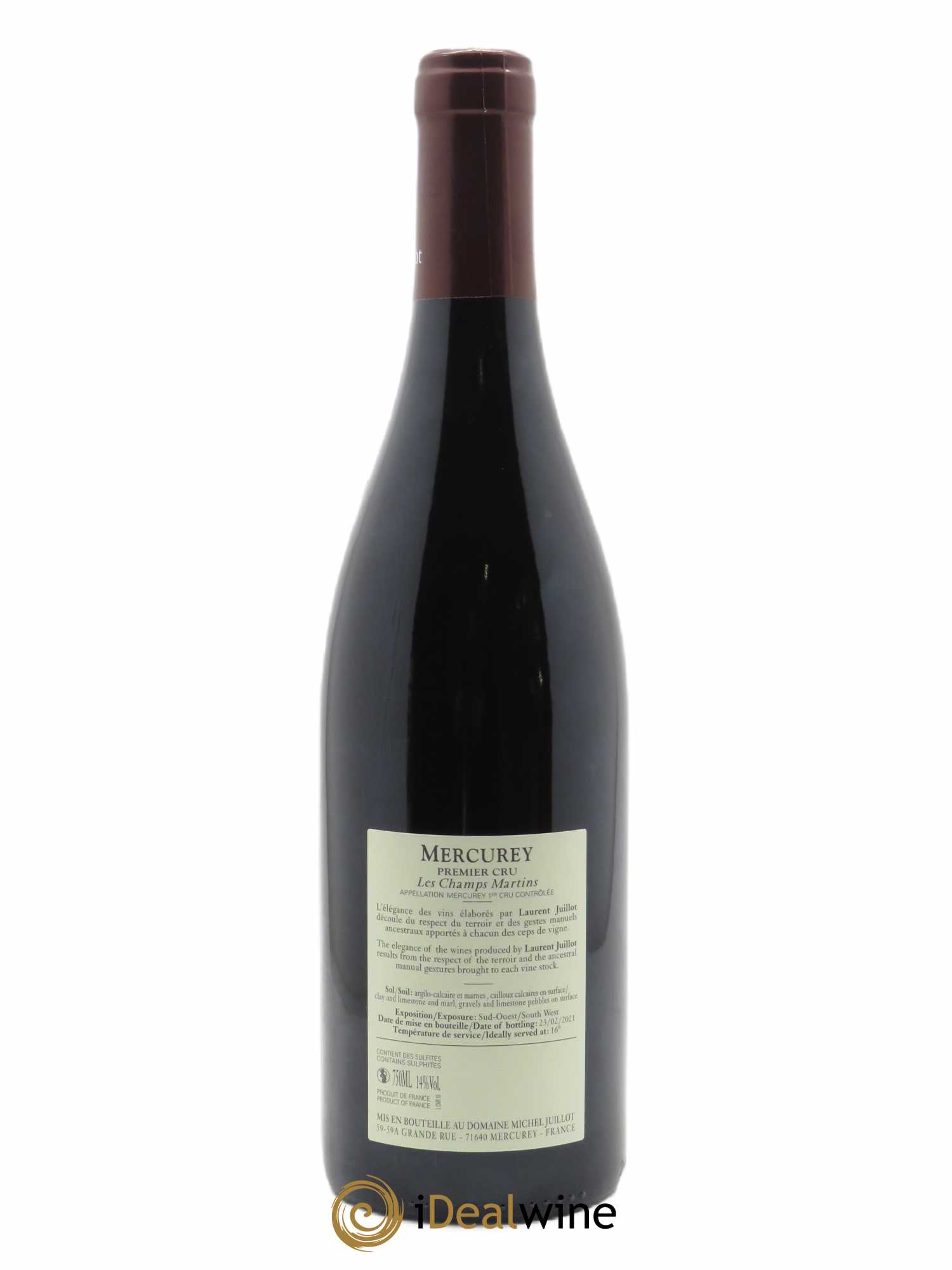 Mercurey 1er Cru Les Champs Martins Michel Juillot (Domaine) 2019 - Lot de 1 bouteille - 1