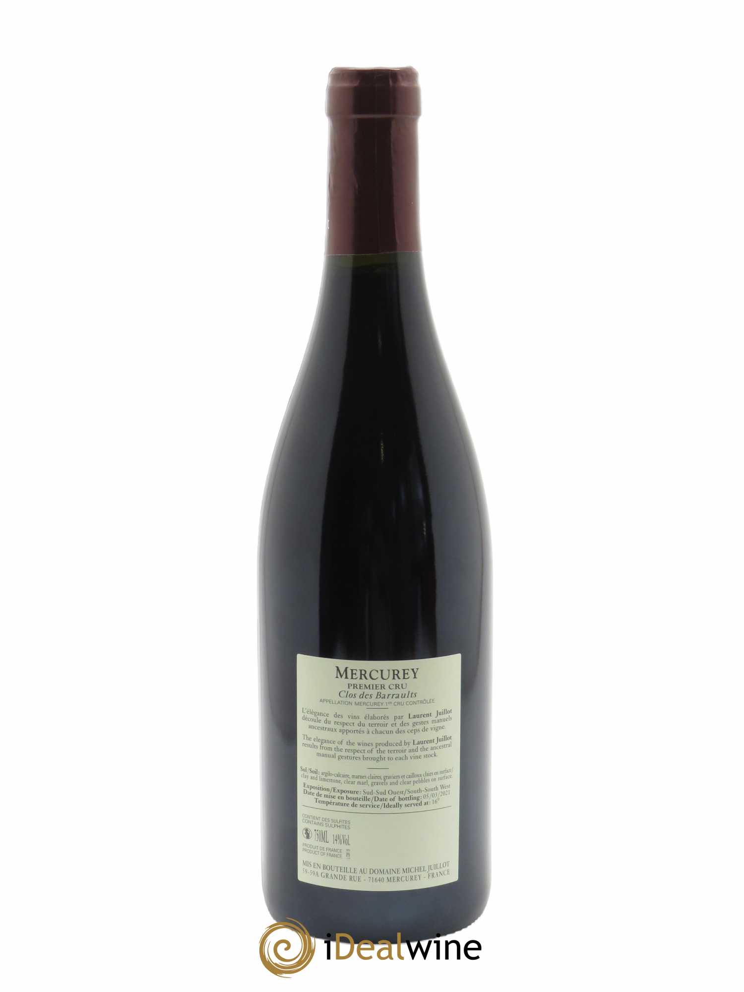 Mercurey 1er Cru Clos des Barraults Michel Juillot (Domaine) 2019 - Lot de 1 bouteille - 1