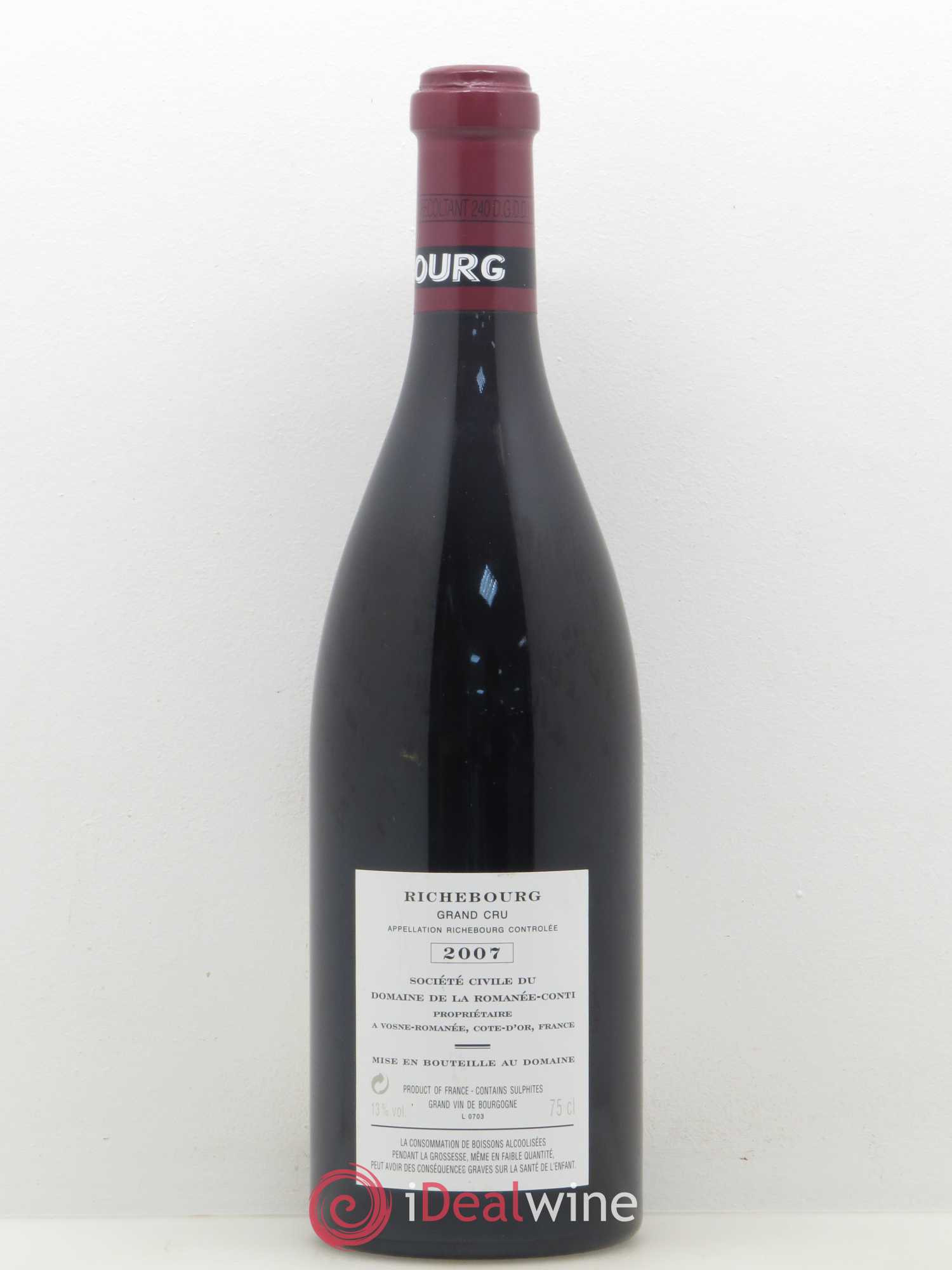 Richebourg Grand Cru Domaine de la Romanée-Conti 2007 - Lot de 1 bouteille - 1