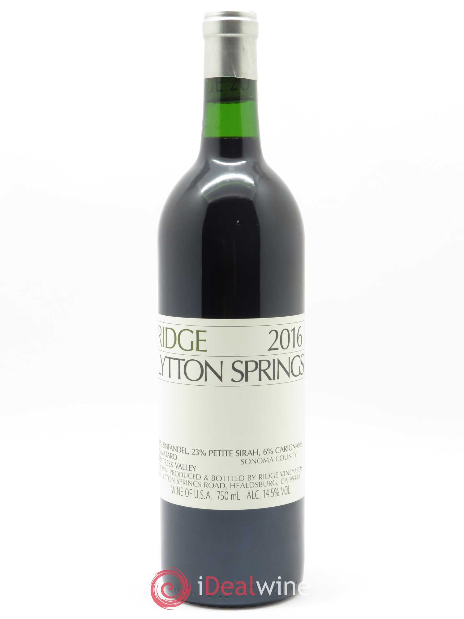 Dry Creek Valley Lytton Springs Ridge Vineyards 2016 - Lot de 1 bouteille - 0