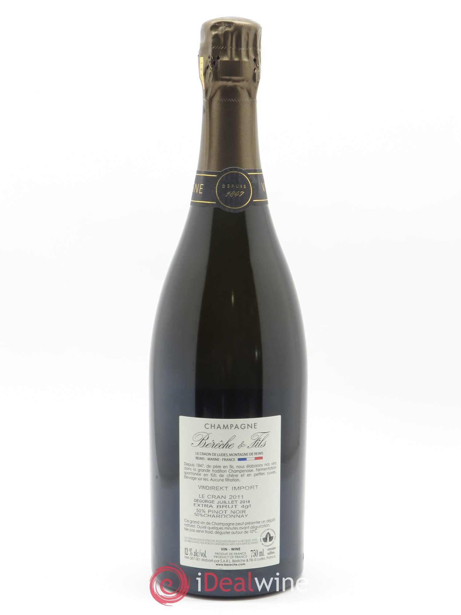 Ludes 1er Cru Le Cran Extra-Brut Bérêche et Fils 2011 - Lot de 1 bouteille - 1