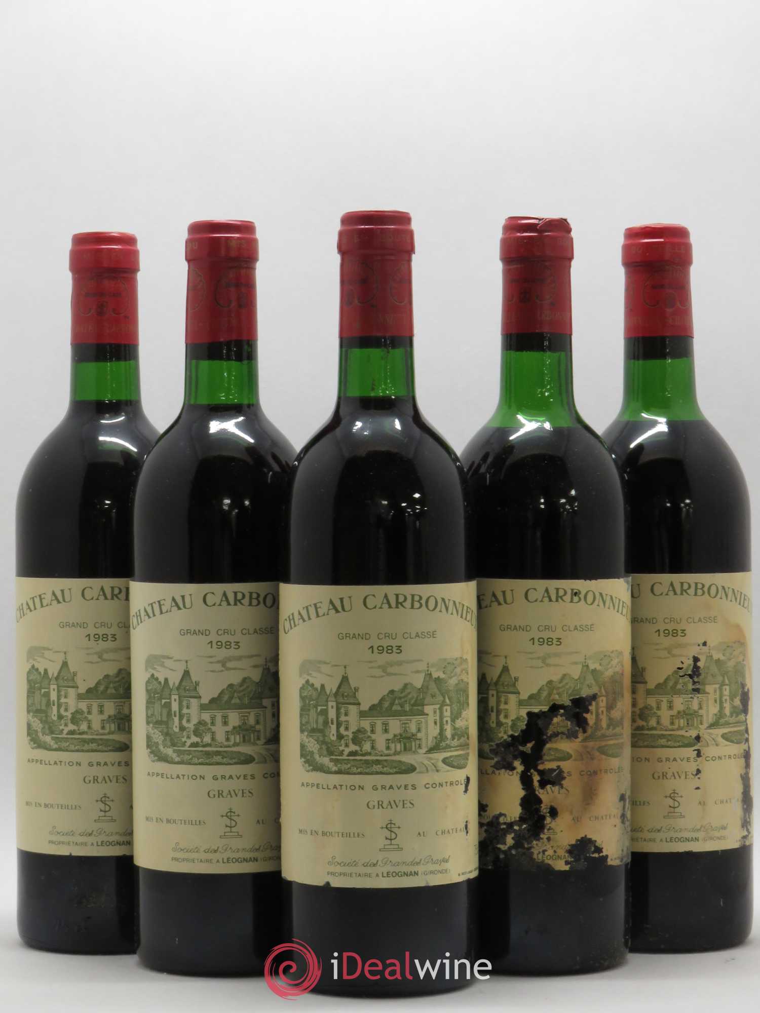 Château Carbonnieux Cru Classé de Graves 1983 - Lot de 5 bouteilles - 0