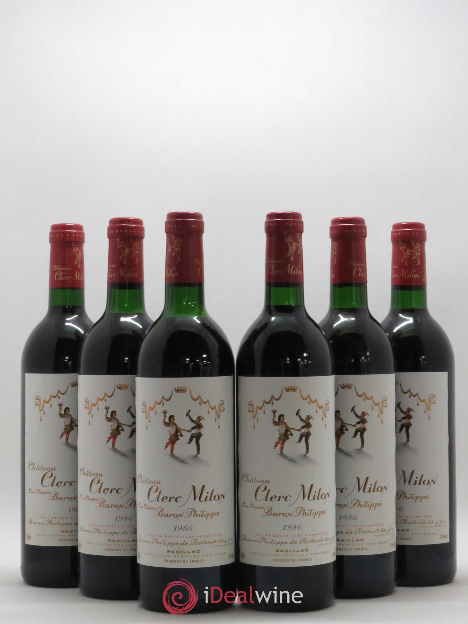Château Clerc Milon 5ème Grand Cru Classé 1986 - Lot de 6 bouteilles - 0