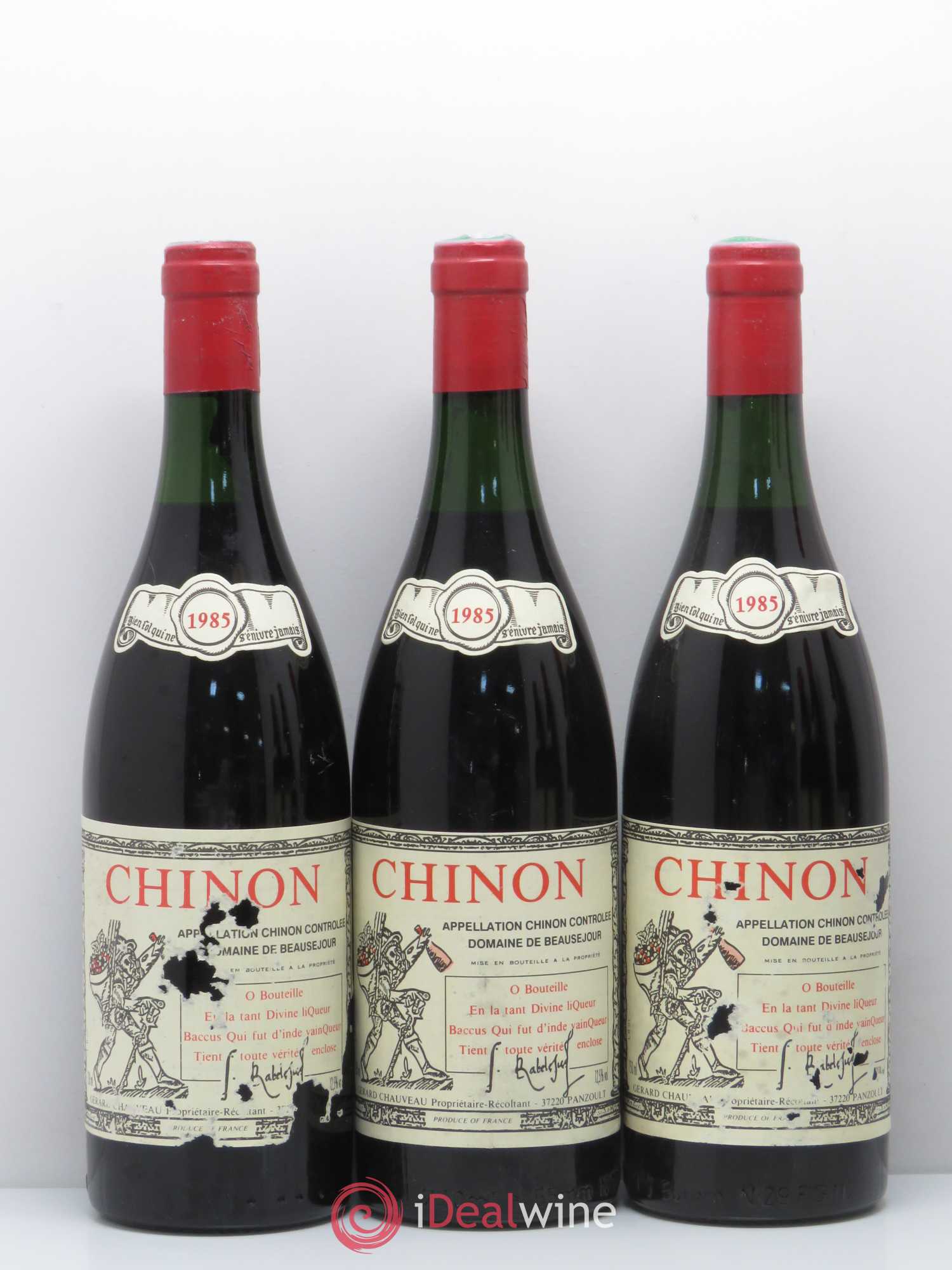 Chinon Domaine Beausejour 1985 - Lot de 6 bouteilles - 1