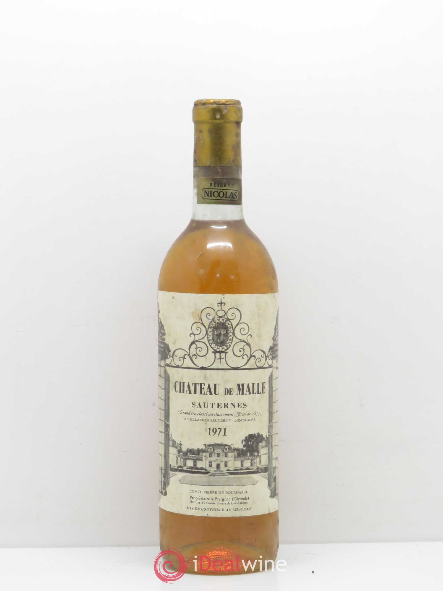 Château de Malle 2ème Grand Cru Classé Reserve Nicolas 1971 - Lotto di 1 bottiglia - 0