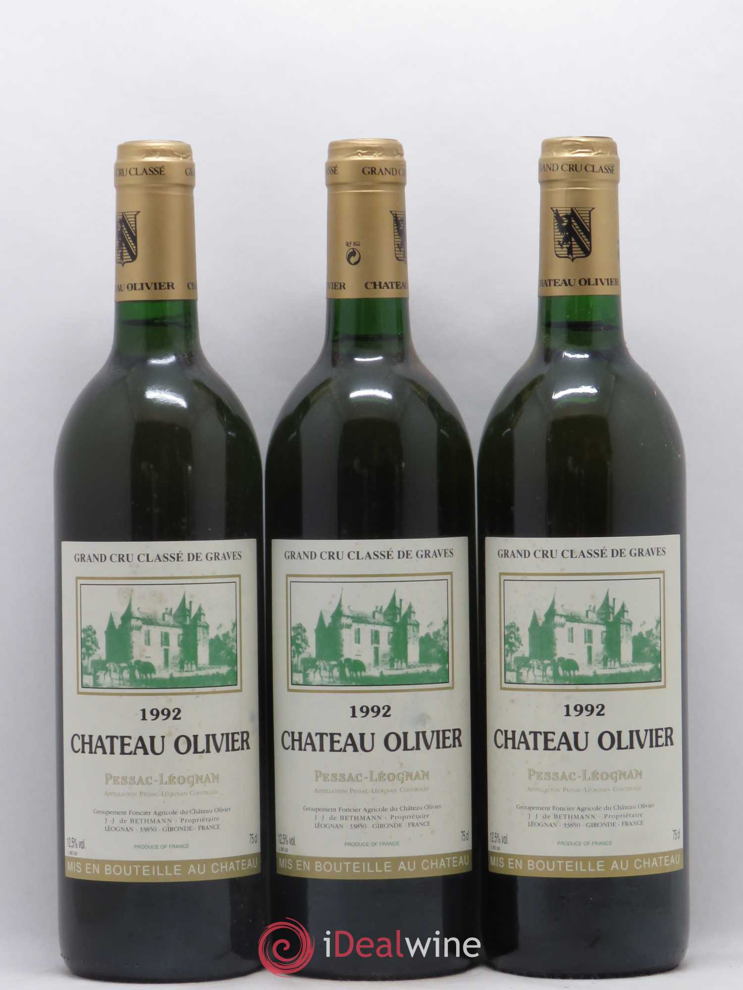 Château Olivier Cru Classé de Graves (sans prix de réserve) 1992 - Lot de 3 bouteilles - 0