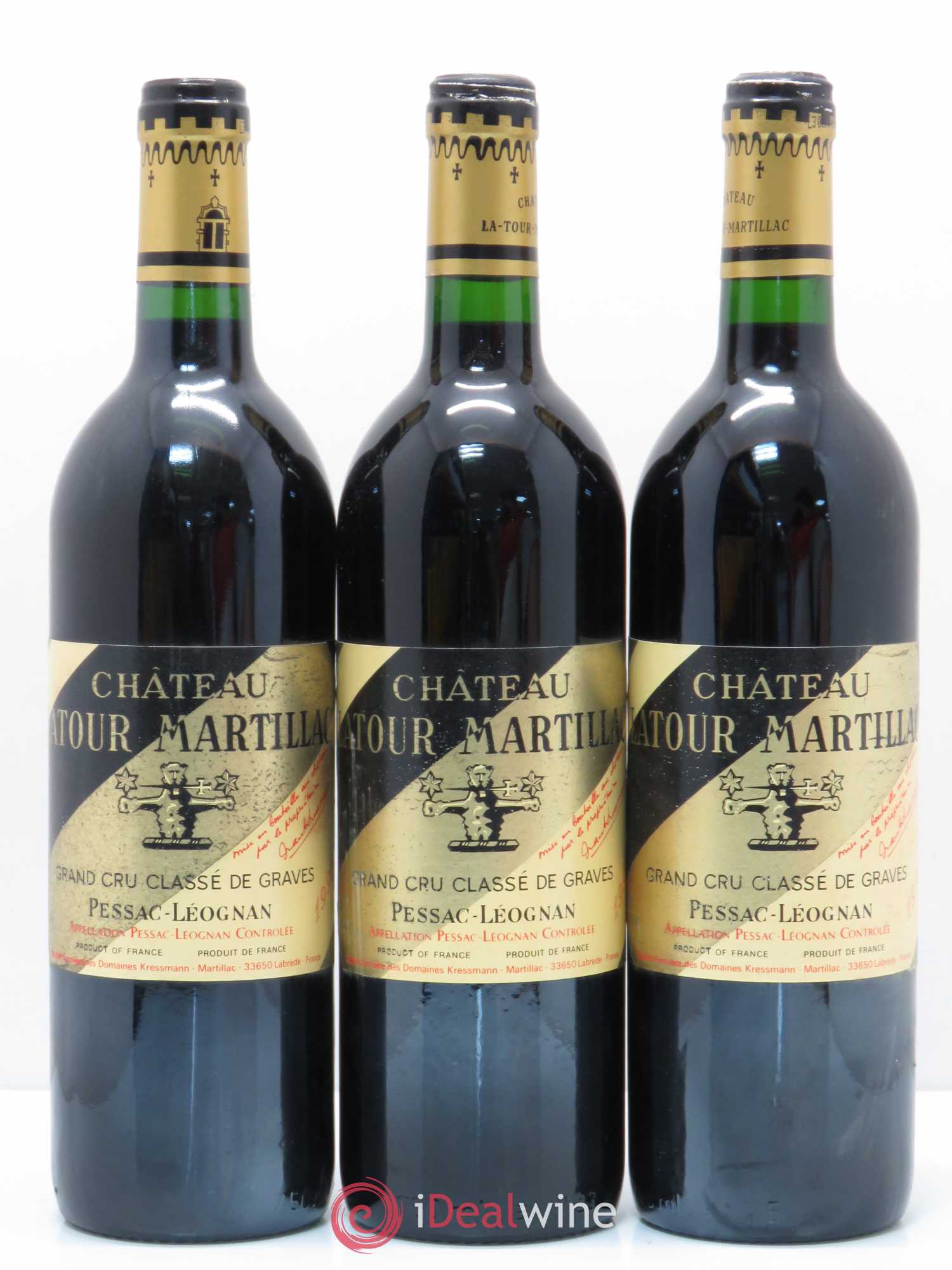 Château Latour-Martillac Cru Classé de Graves 1990 - Lot de 3 bouteilles - 0