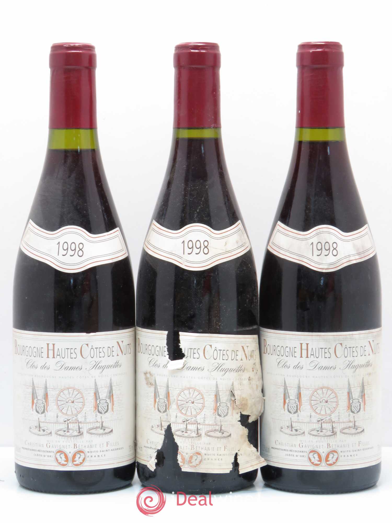 Hautes-Côtes de Nuits Clos des Dames Huguette Gavignet-Bethanie 1998 - Lot de 3 bouteilles - 0