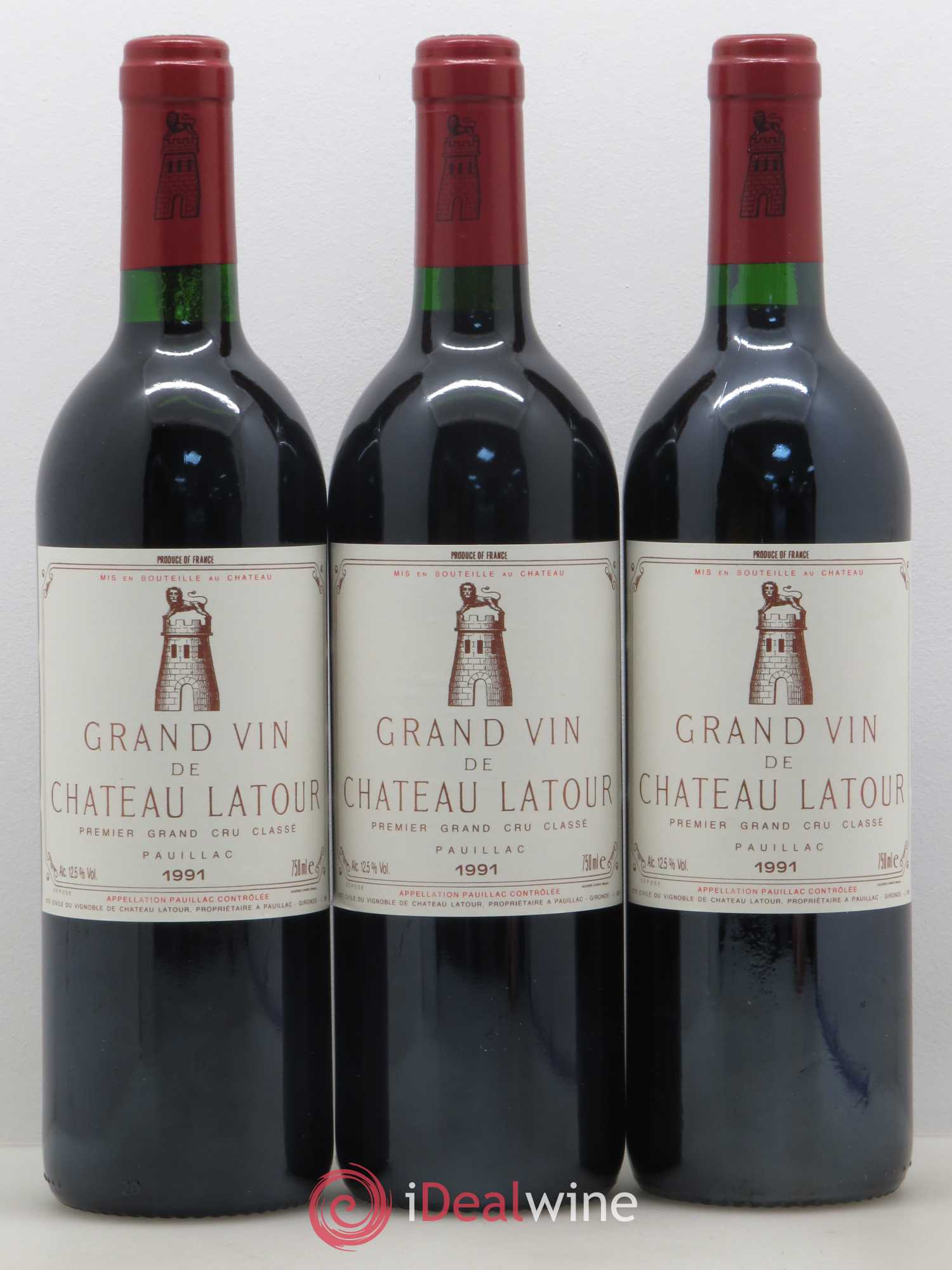 Château Latour 1er Grand Cru Classé 1991 - Lot de 3 bouteilles - 0