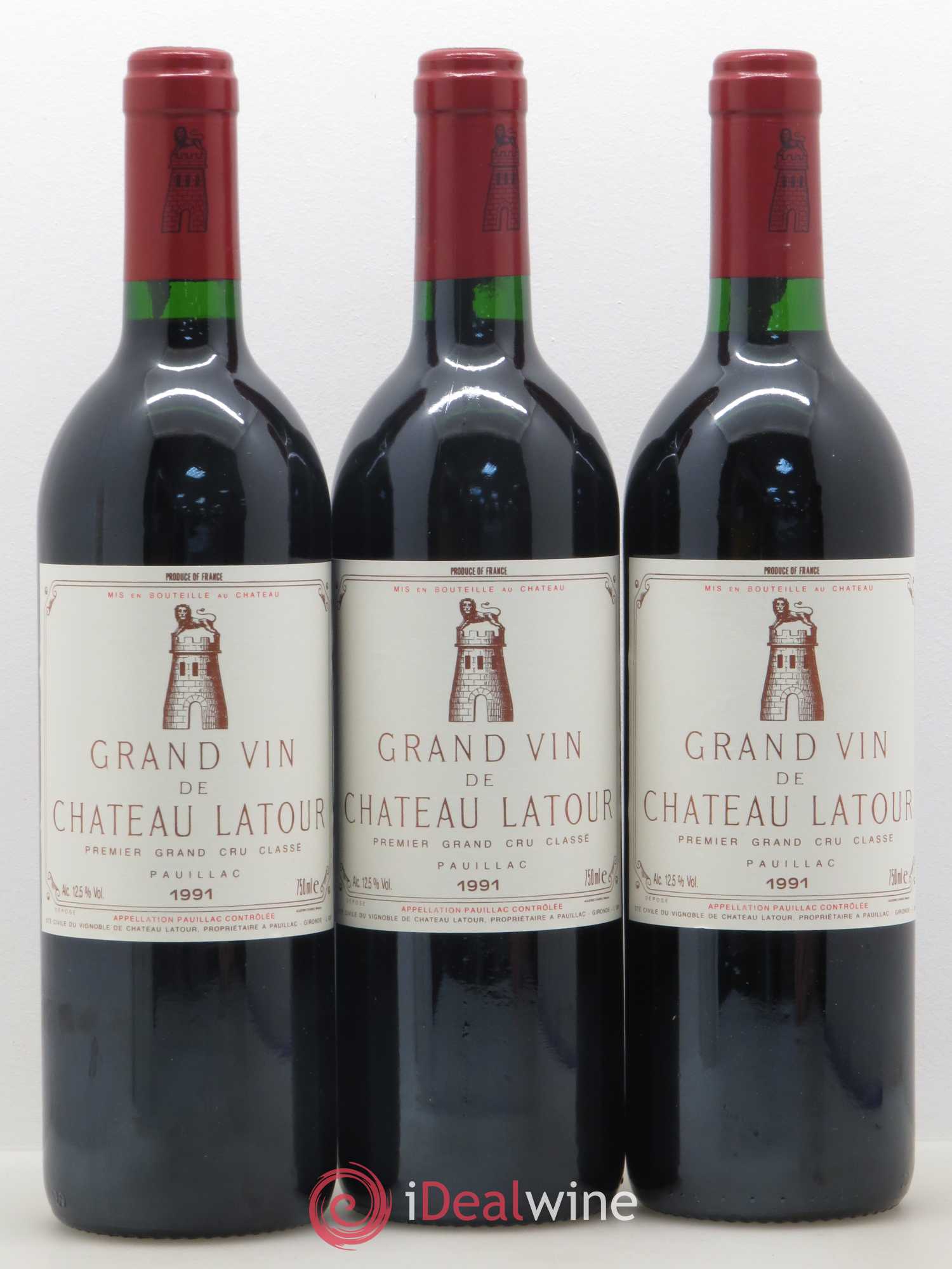 Château Latour 1er Grand Cru Classé 1991 - Lot de 3 bouteilles - 0