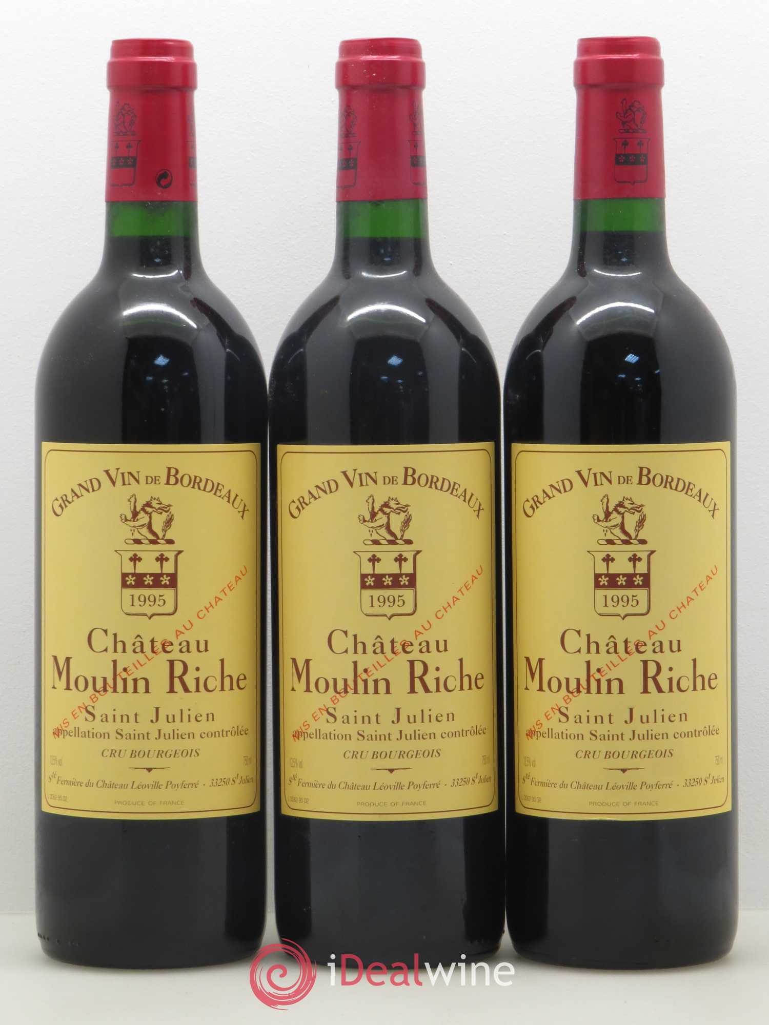 Château Moulin Riche 1995 - Lot de 3 bouteilles - 0