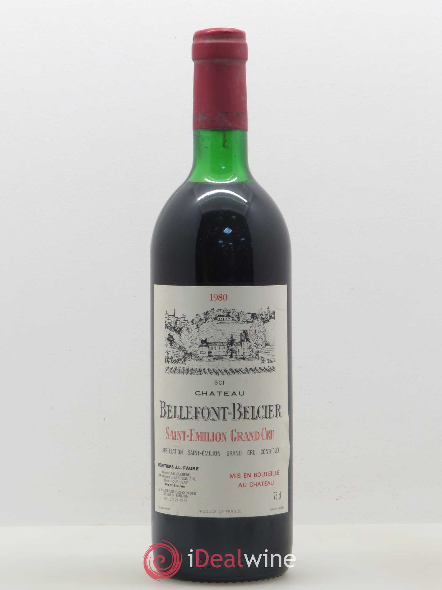 Château Bellefont-Belcier Grand Cru Classé 1980 - Lot de 1 bouteille - 0